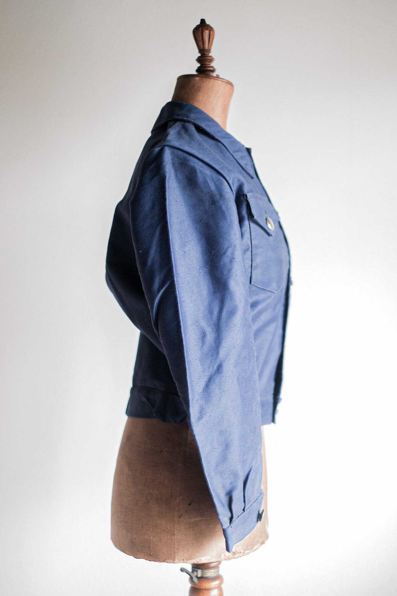 【~40's】French Vintage Blue Moleskin Cyclist Jacket "Dead Stock"