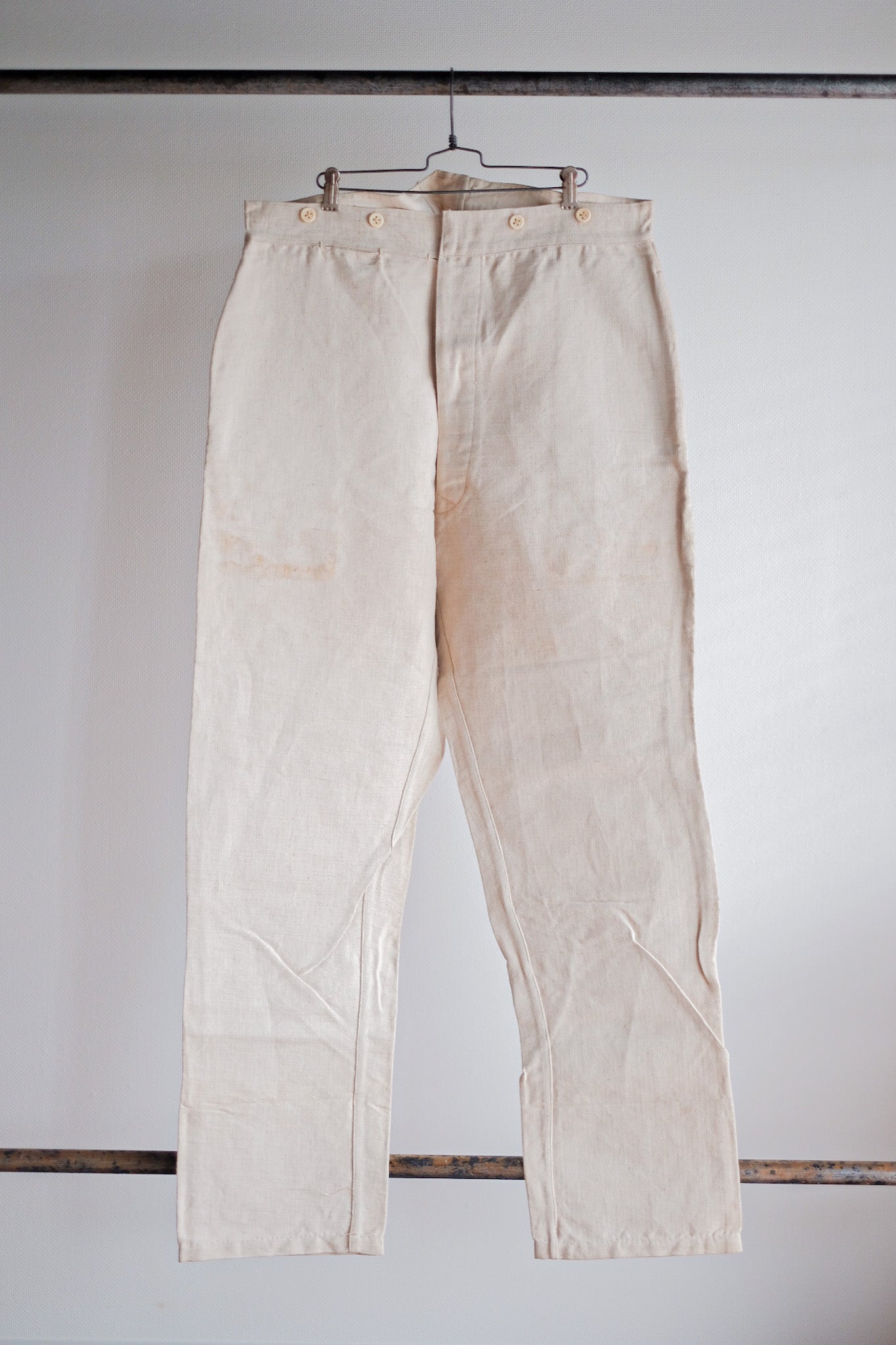 【~30's】French Army Bourgeron HBT Linen Pant "Dead Stock"
