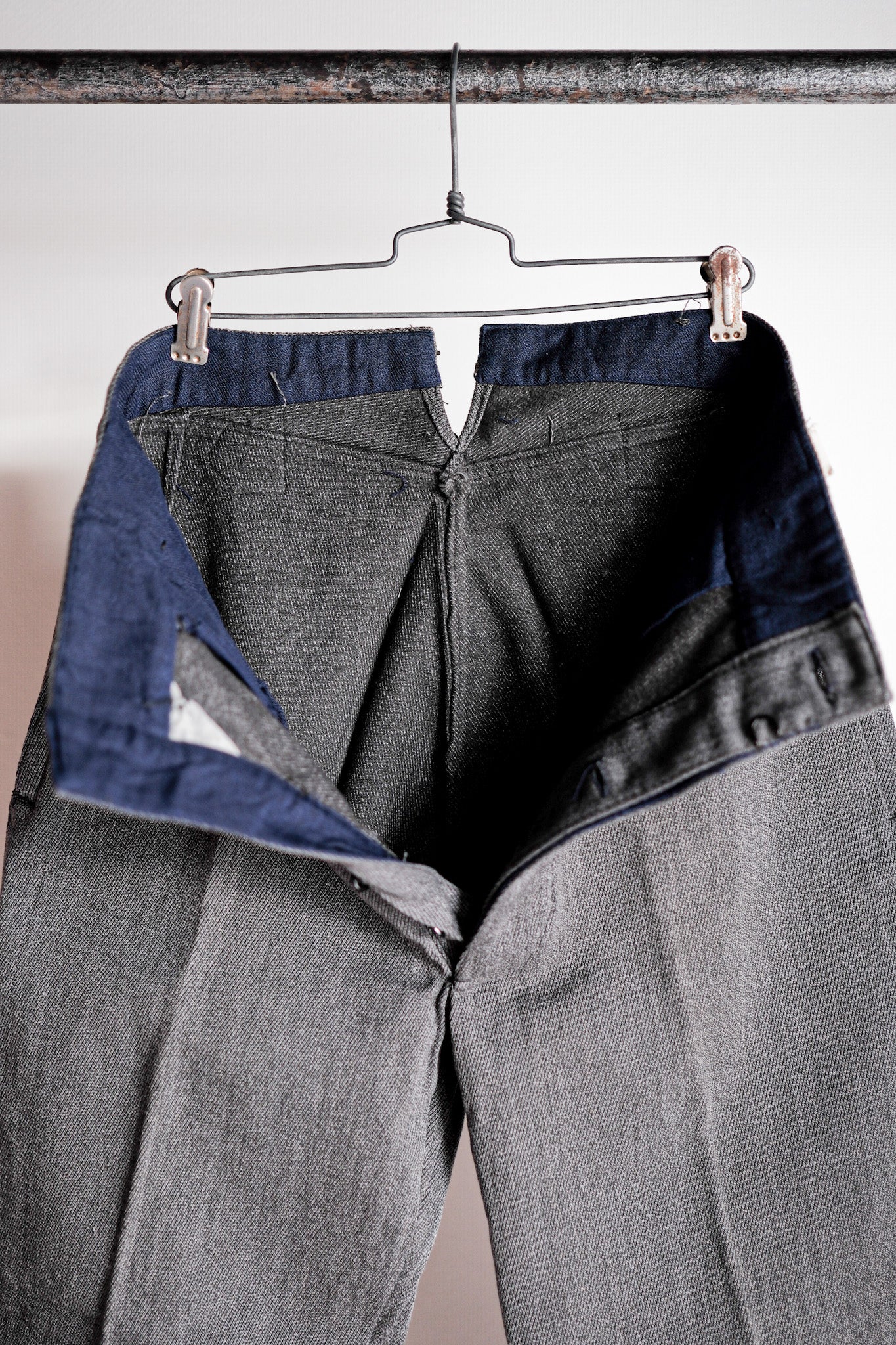 【~30's】French Vintage Salt & Pepper Cotton Twill Work Pants "Dead Stock"