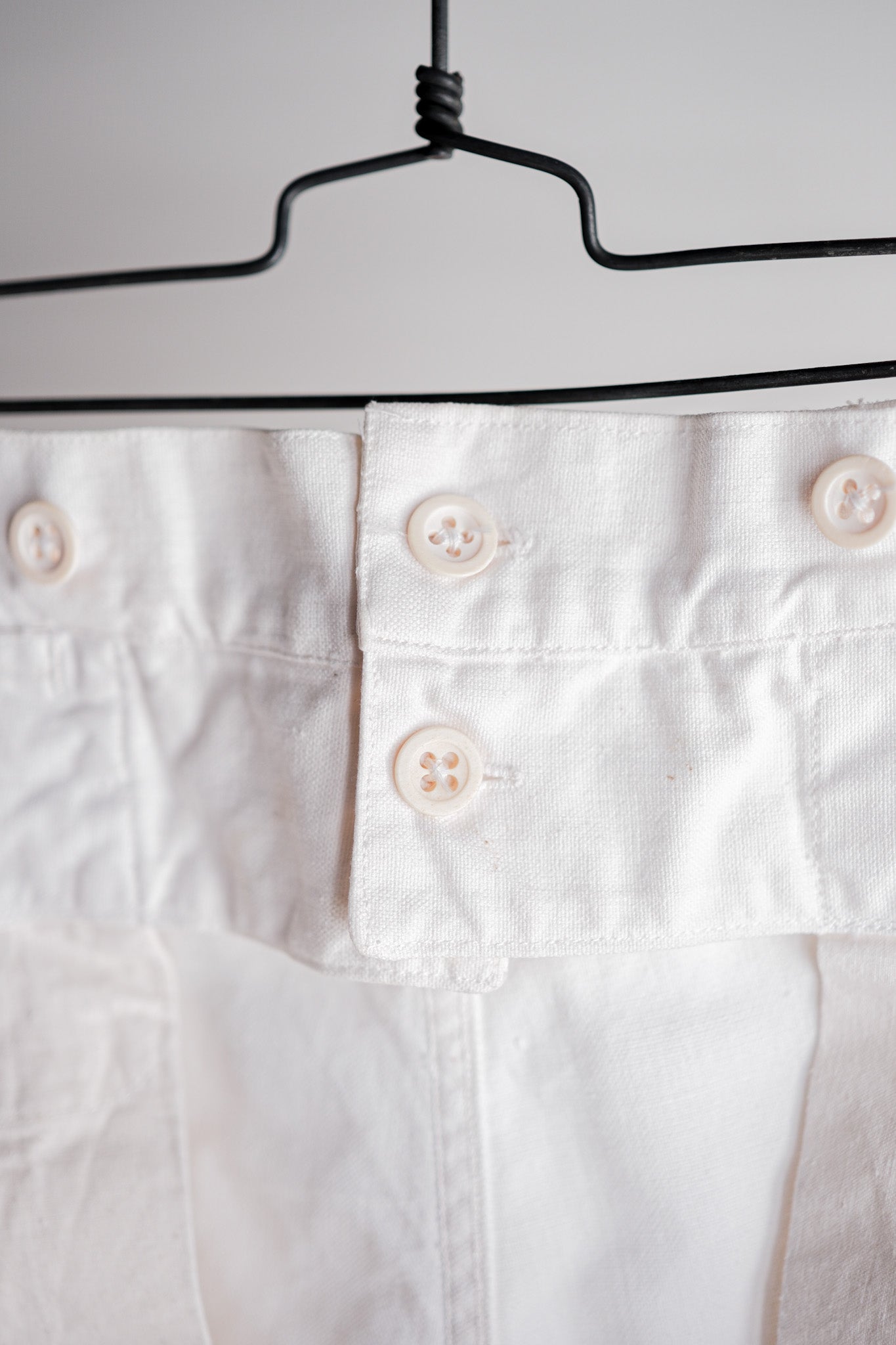 【~50's】French Navy White Linen Sailor Pants "Dead Stock"