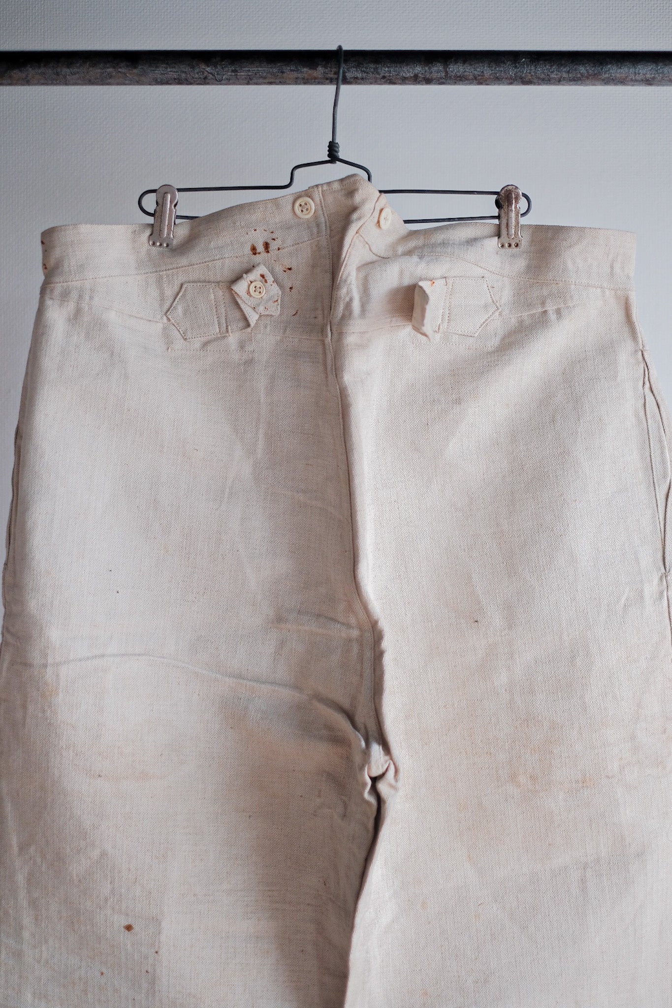 【~30's】French Army Bourgeron HBT Linen Pant "Dead Stock"