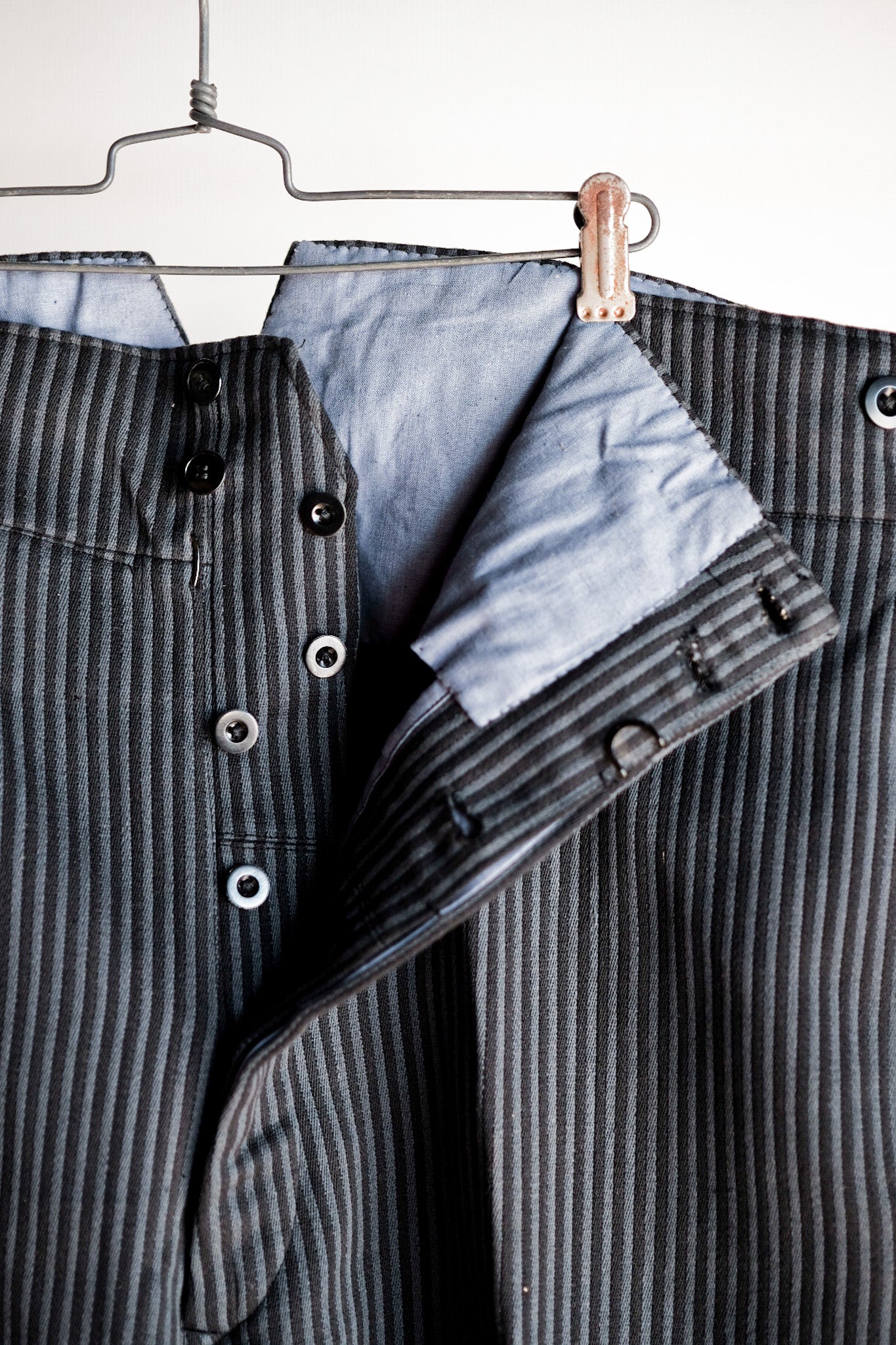 【 ~ 30's 】 French Vintage Cotton Pique Pique Striped Pants "Dead Stock"