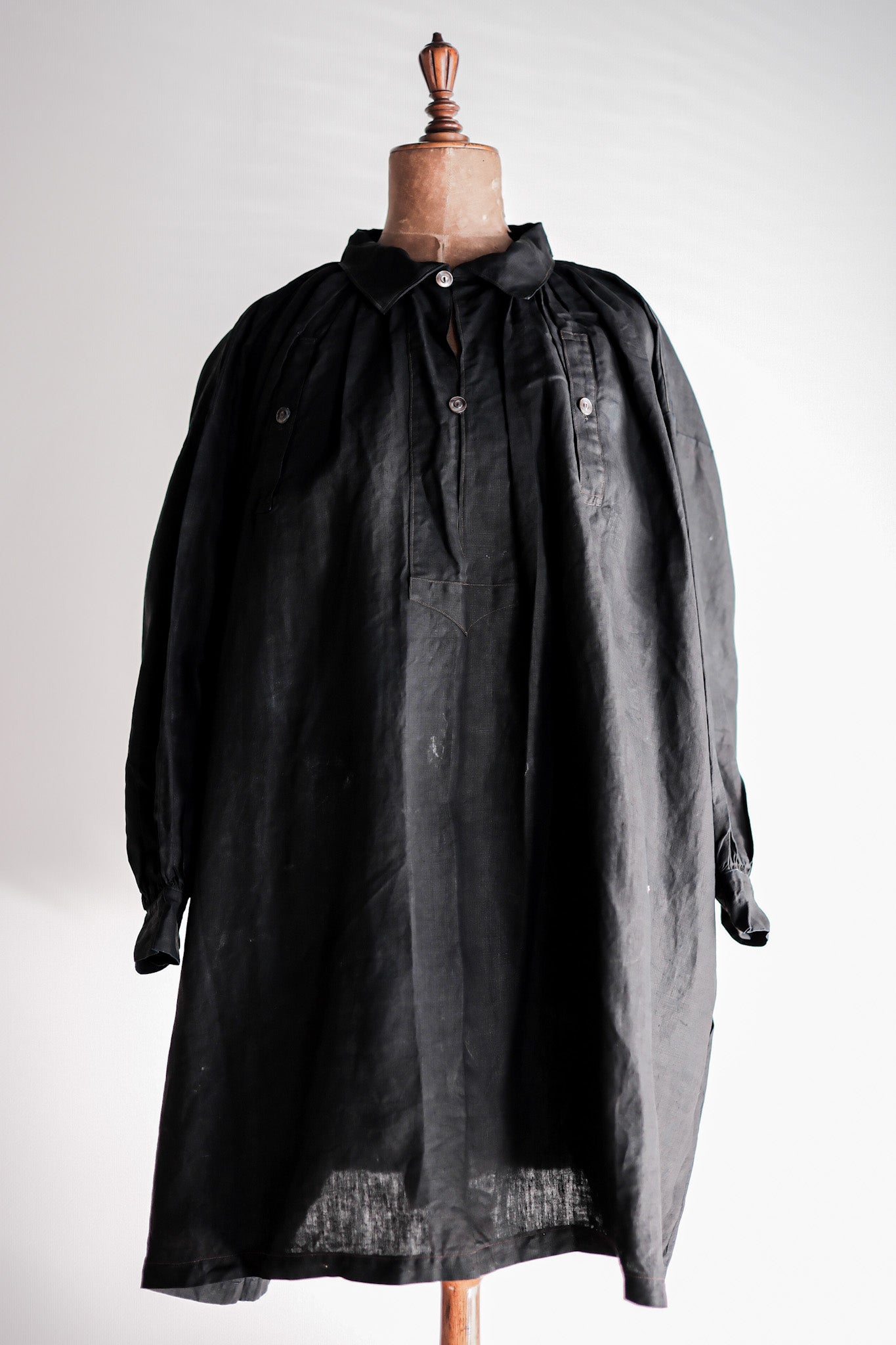 【Early 20th C】French Antique Indigo Linen Smock "Biaude"