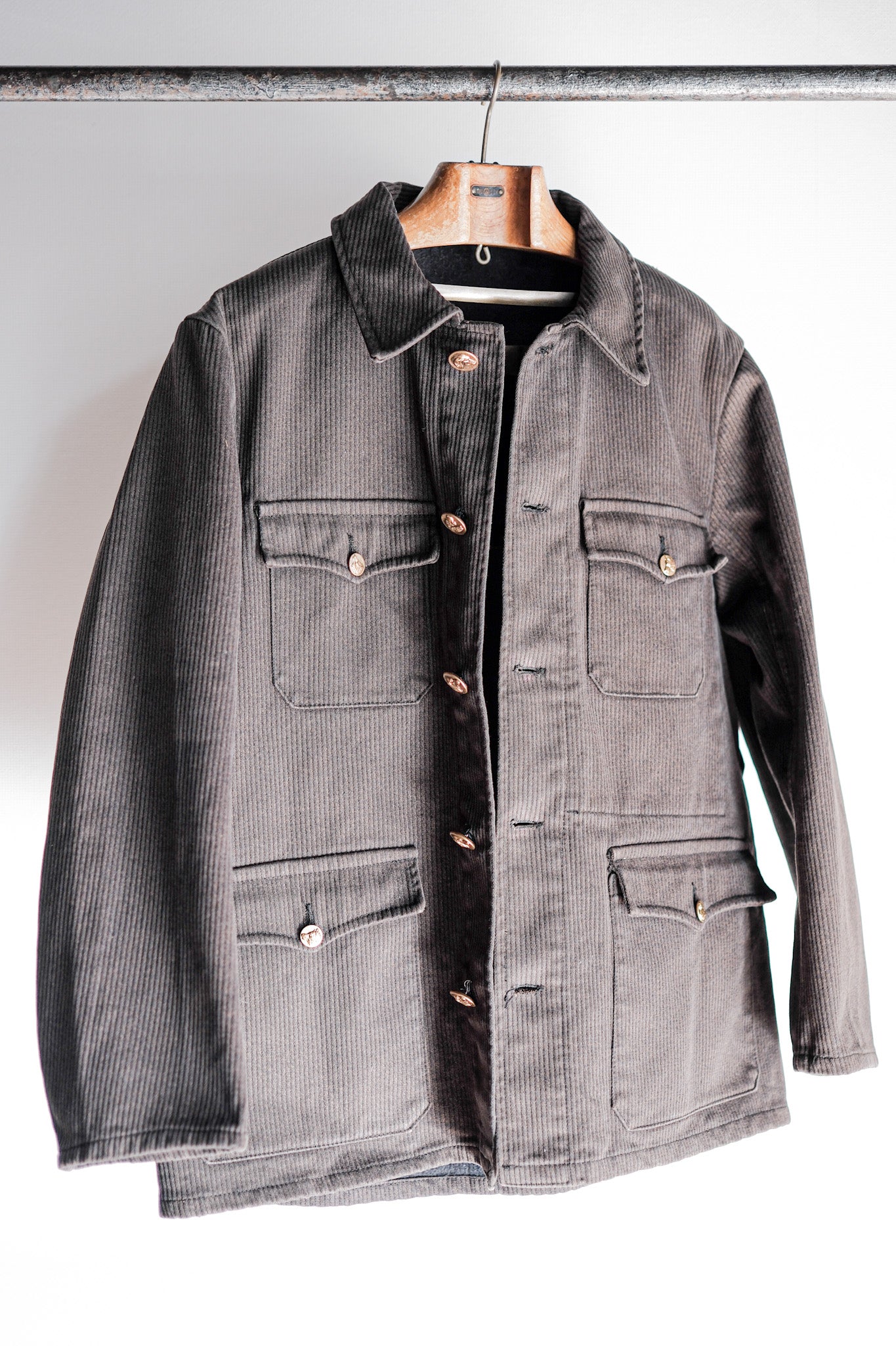 【~50's】French Vintage Brown Cotton Pique Hunting Jacket
