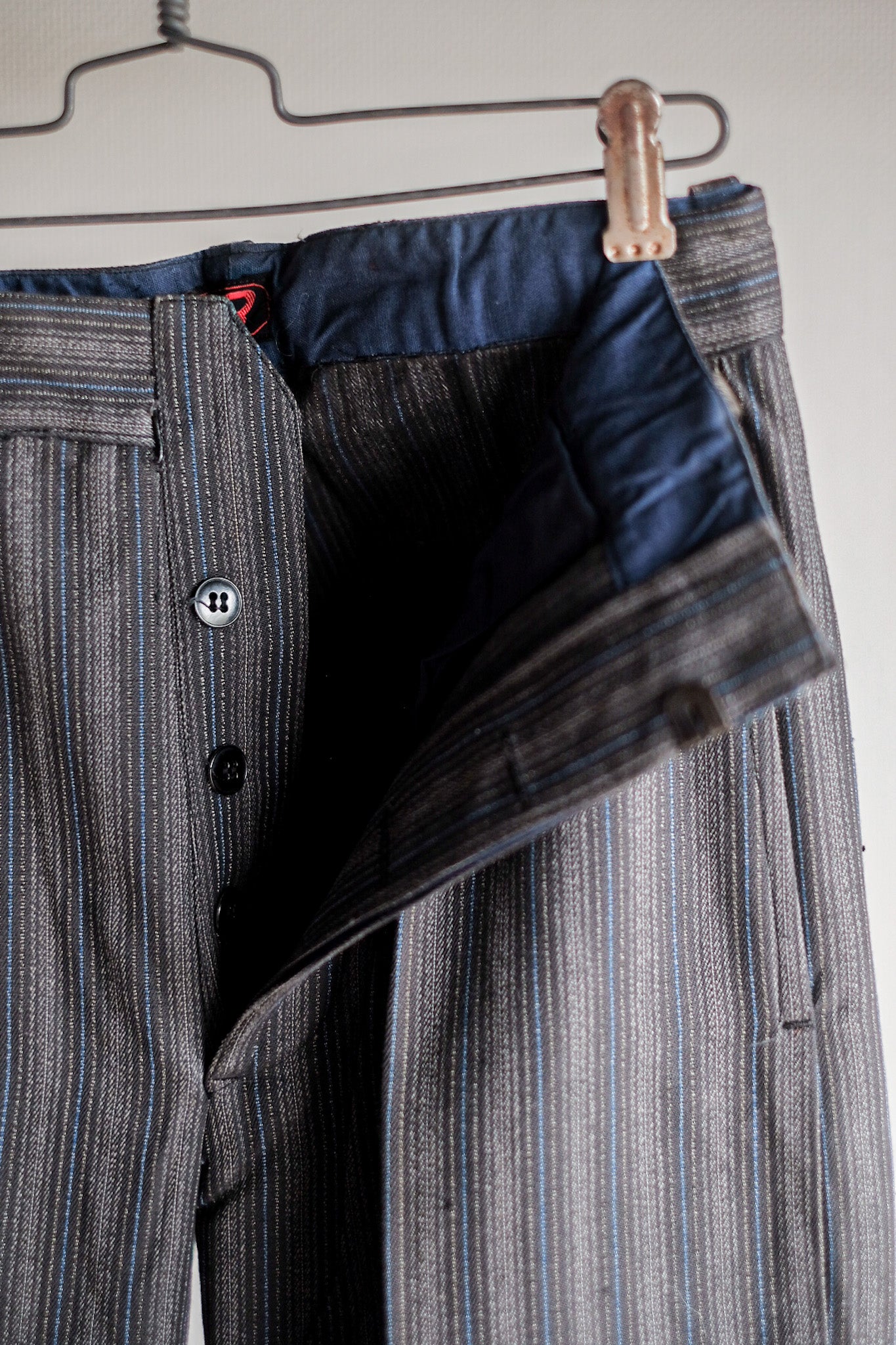 【~40's】French Vintage Cotton Striped Work Pants "Dead Stock"