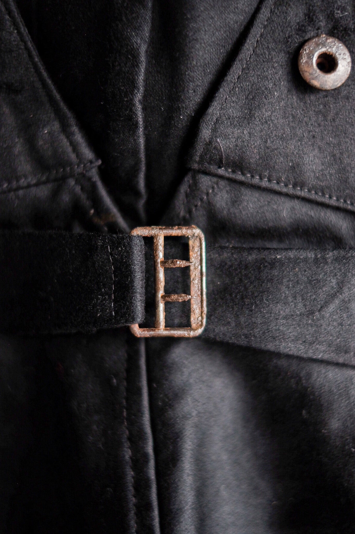 【~30's】French Vintage Black Moleskin Work Pants "Le Mont St. Michel" "Dead Stock"