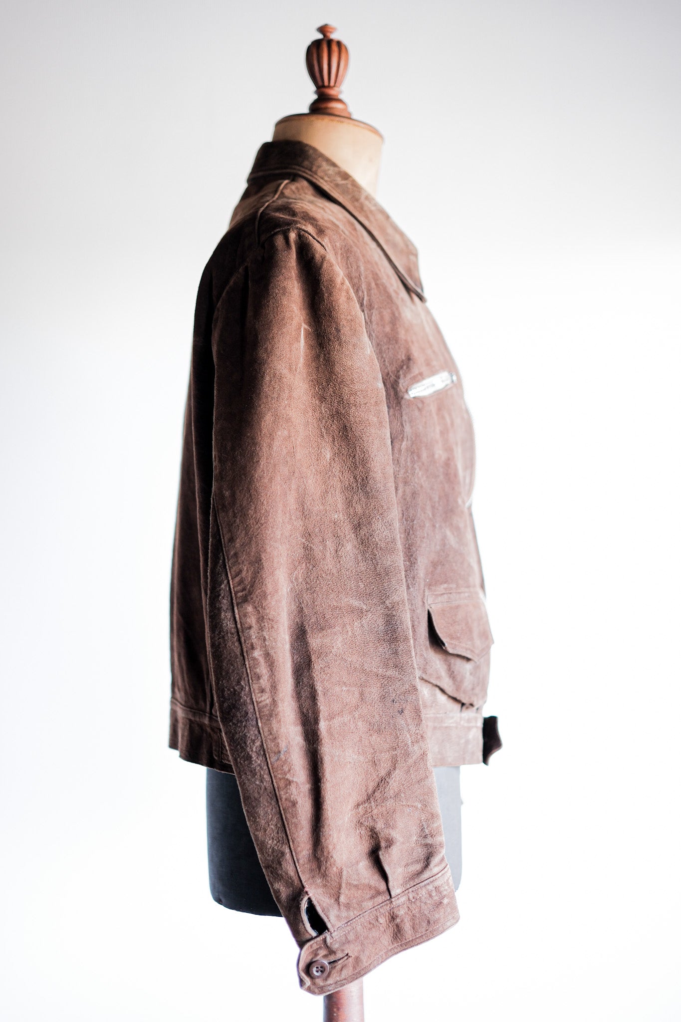 【~30’s】French Vintage Suede Leather Cyclist Jacket