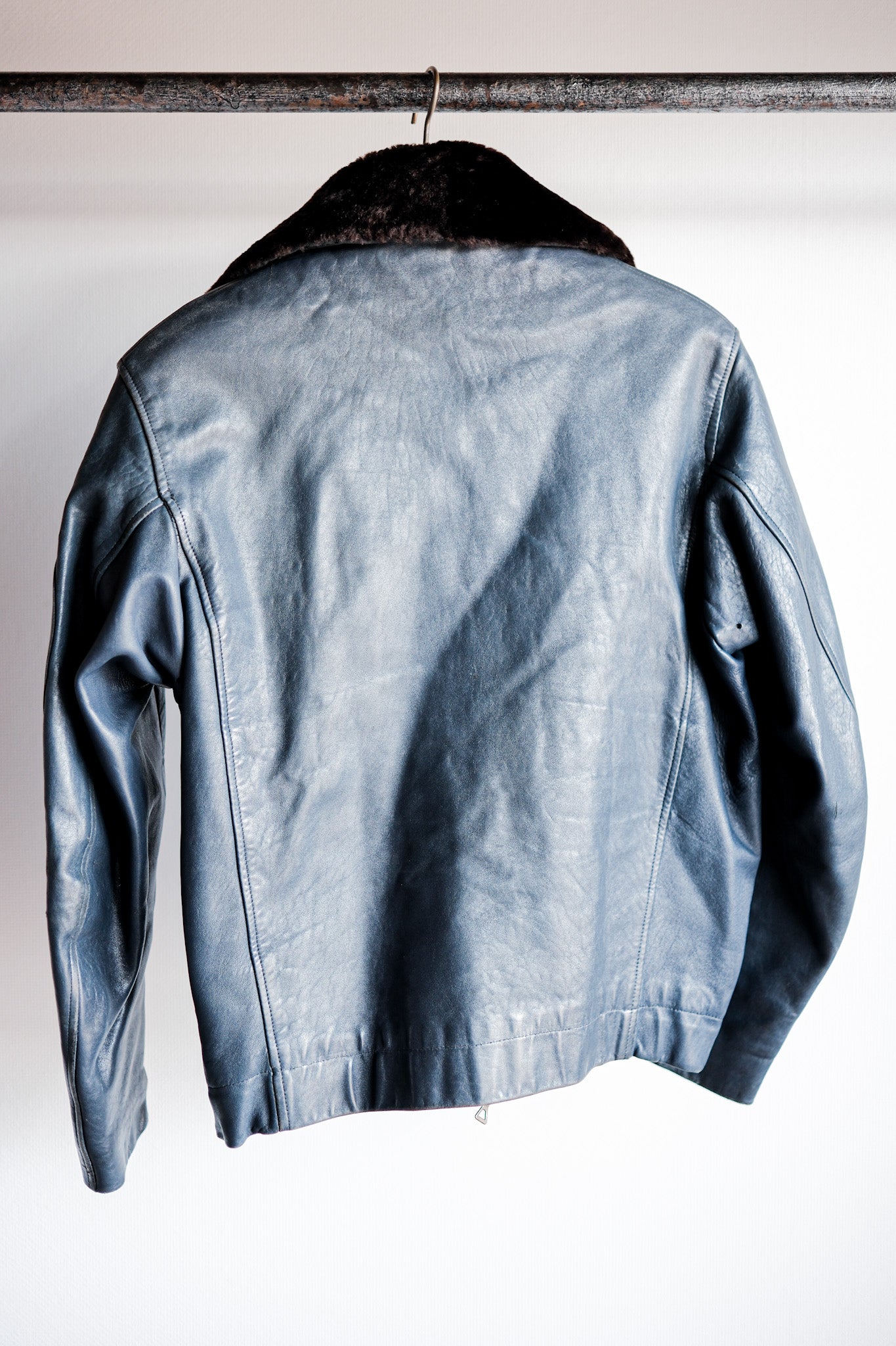 【~70's】French Air Force Pilot Leather Jacket Size.92C