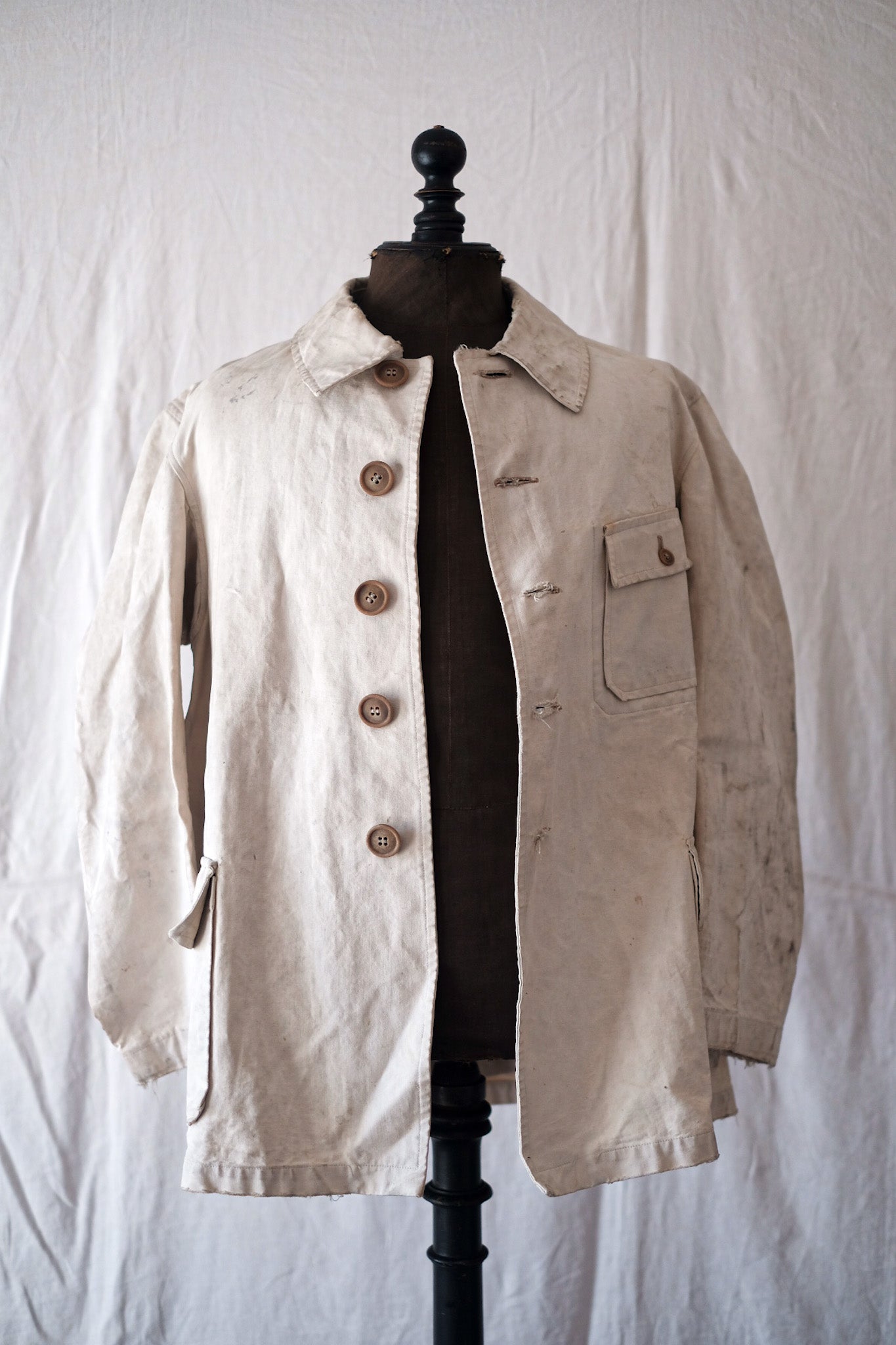 【~40's】French Vintage White Cotton Hunting Jacket