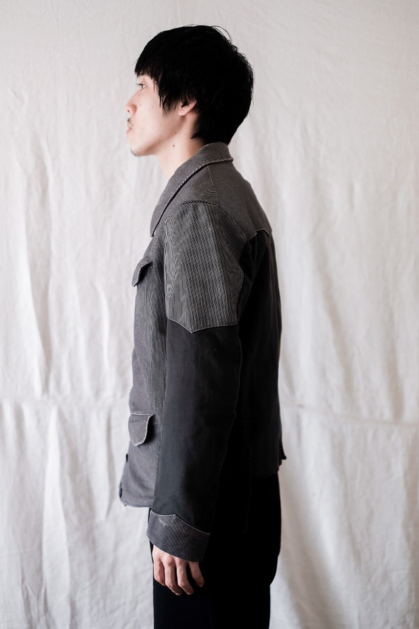【~50's】Belgium Vintage Printed Moleskin Double Breasted Work Jacket