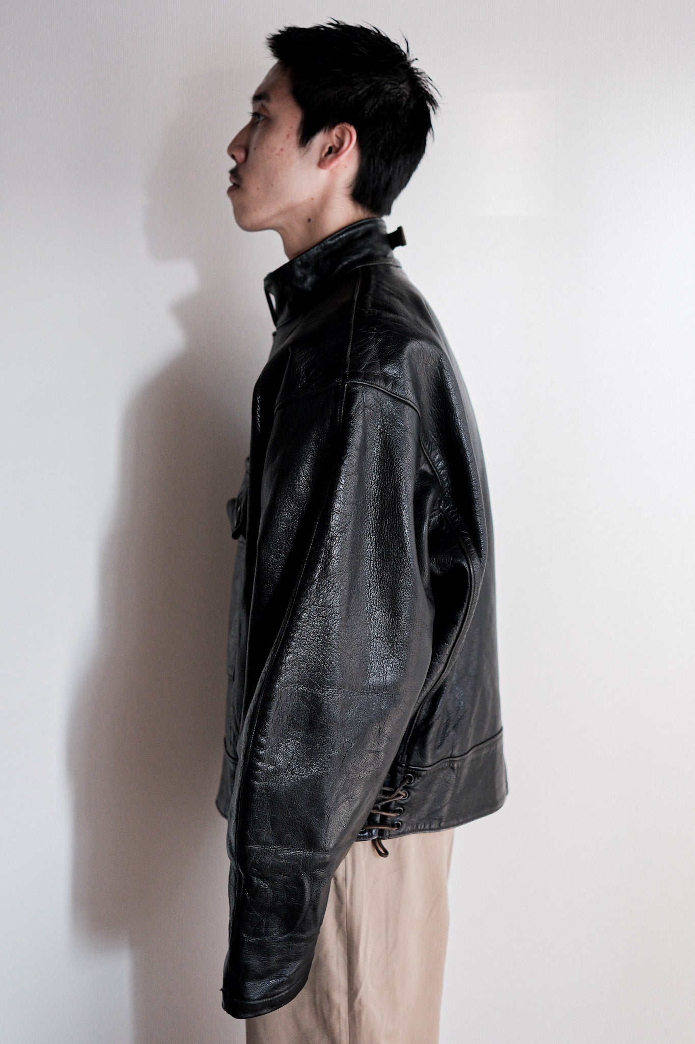 【~50's】Swedish Army Dispatch Rider Leather Motorcycle Jacket