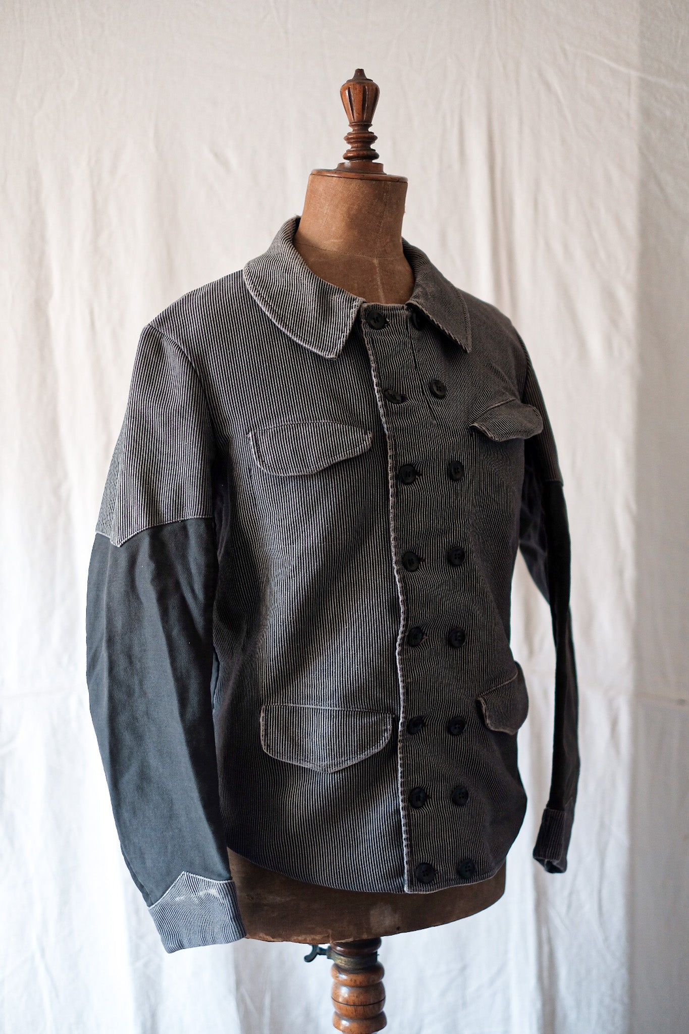 【~50's】Belgium Vintage Printed Moleskin Double Breasted Work Jacket
