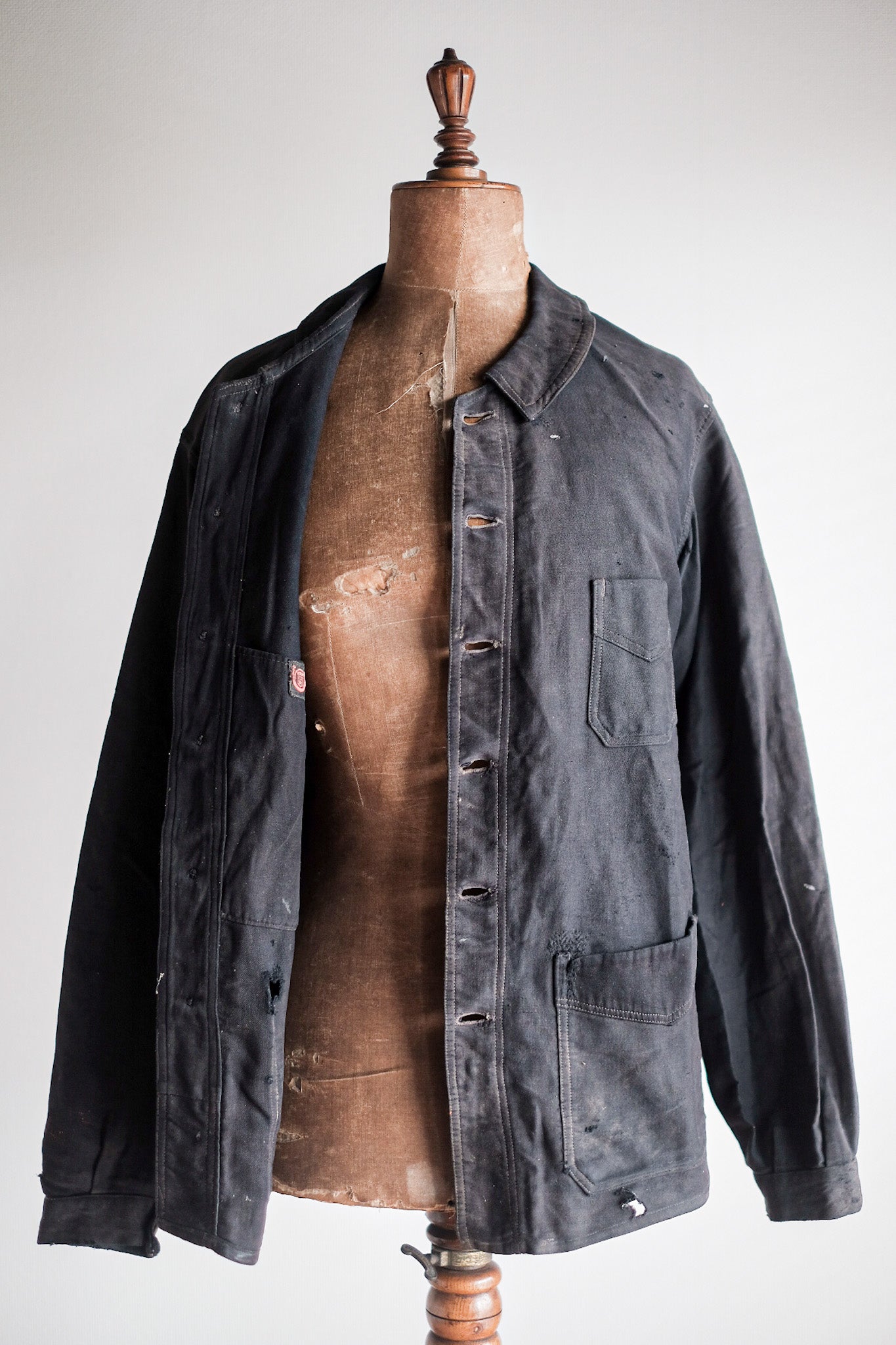 【~20's】French Vintage Black Moleskin Work Jacket "6 Buttons"