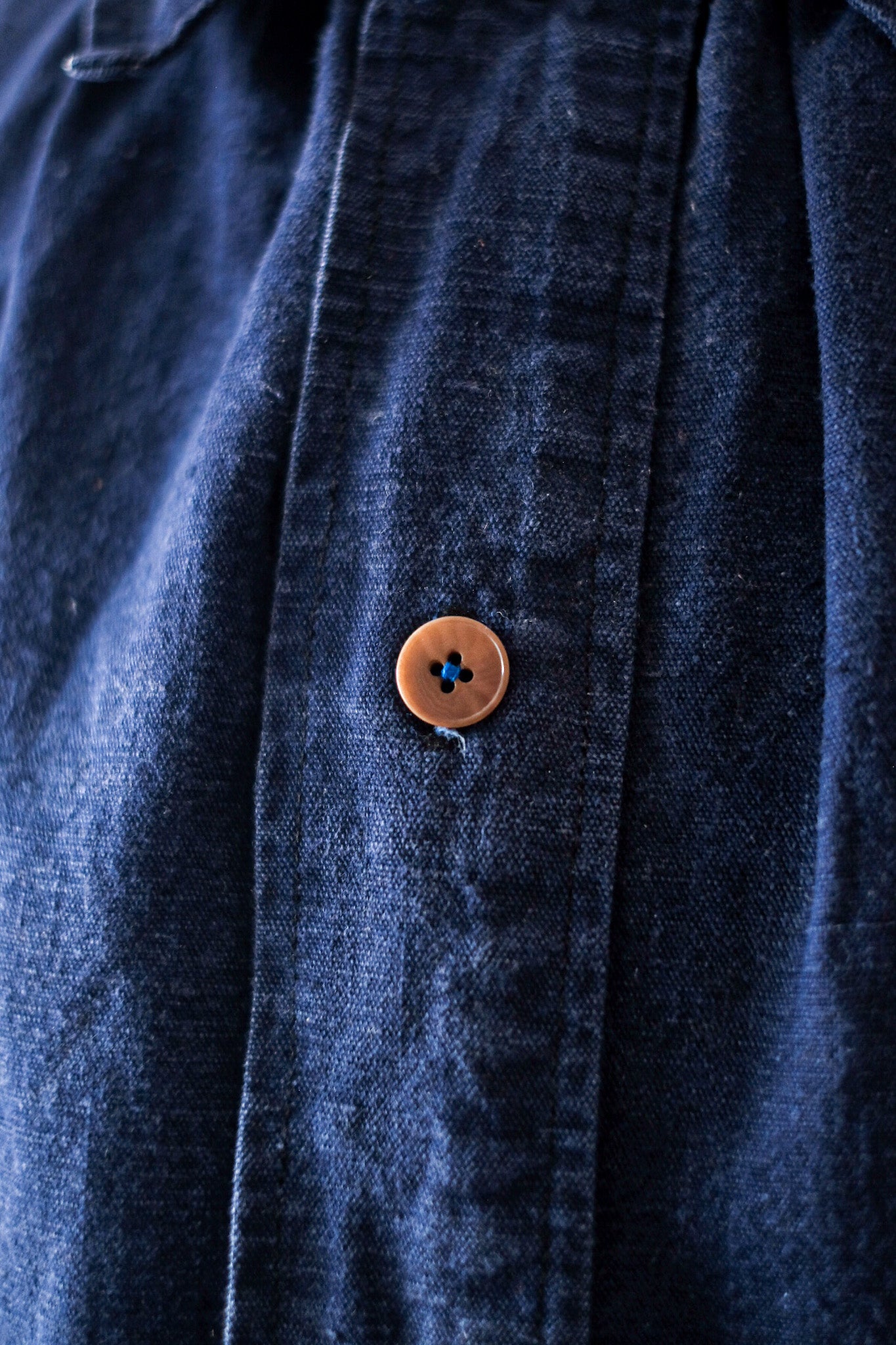 【~40's】French Vintage Indigo Cotton Smock Biaude
