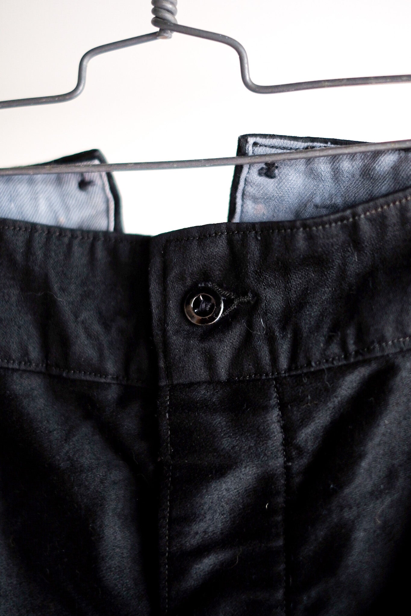 【~40's】French Vintage Black Moleskin Work Pants "Dead Stock"