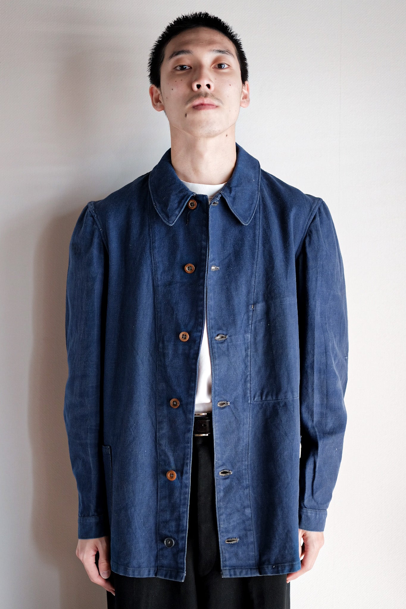 【~40's】French Navy Indigo Cotton Twill Chore Jacket