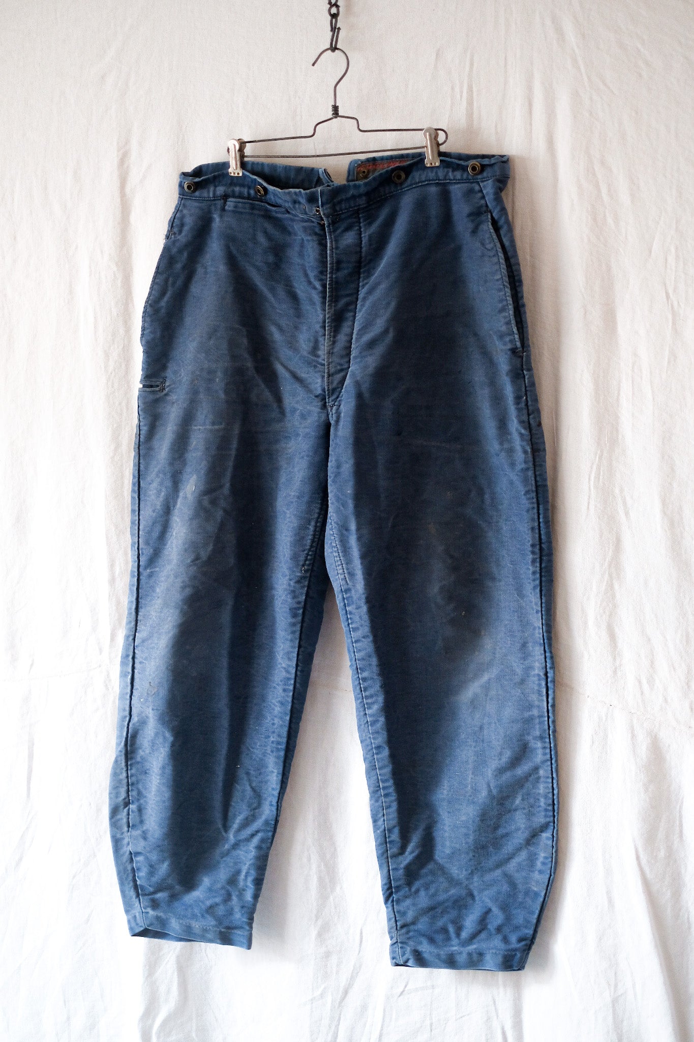 30's] French Vintage Blue Moleskin Work Pants 