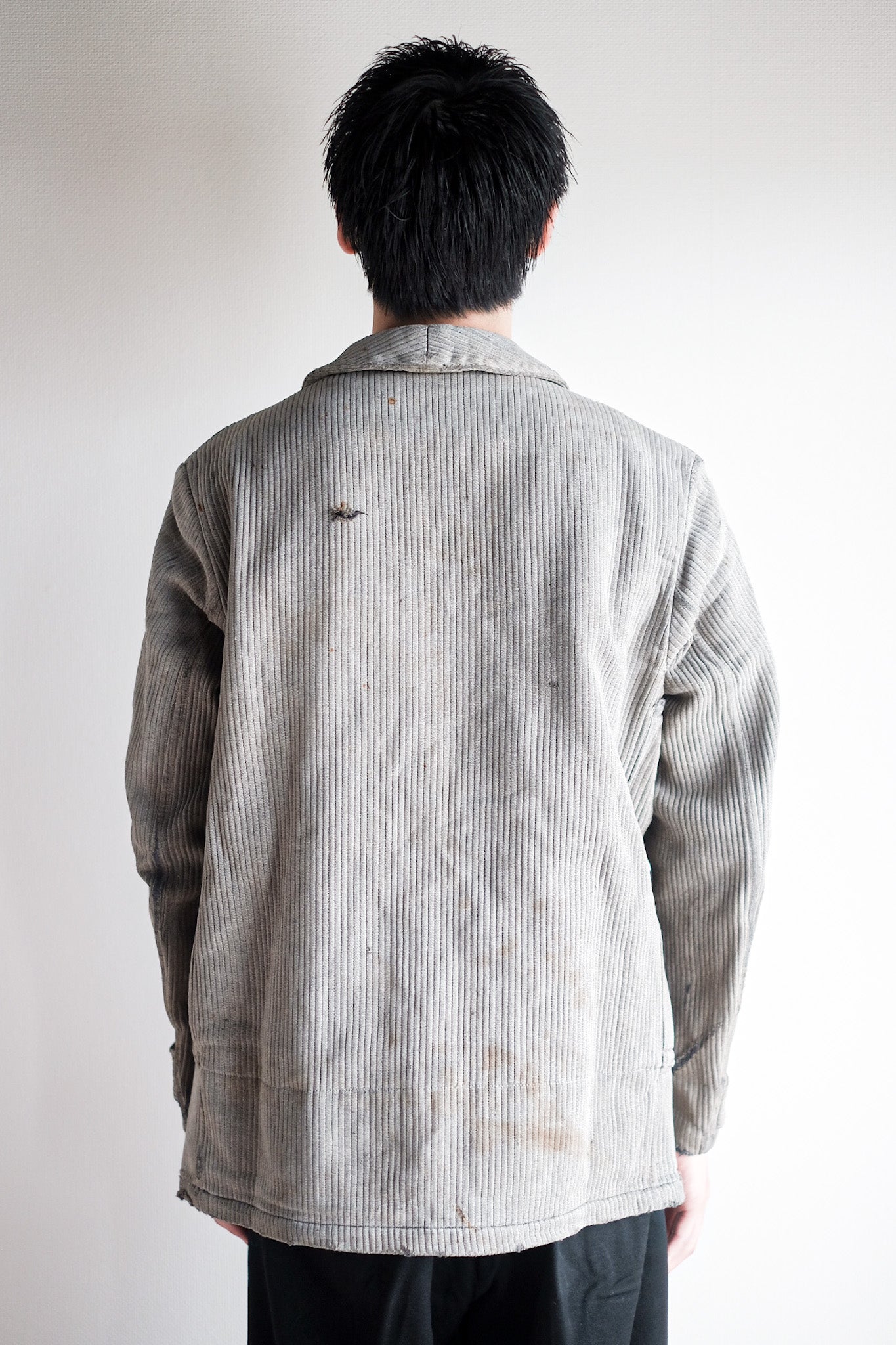 【~40's】French Vintage Gray Cotton Pique Hunting Jacket