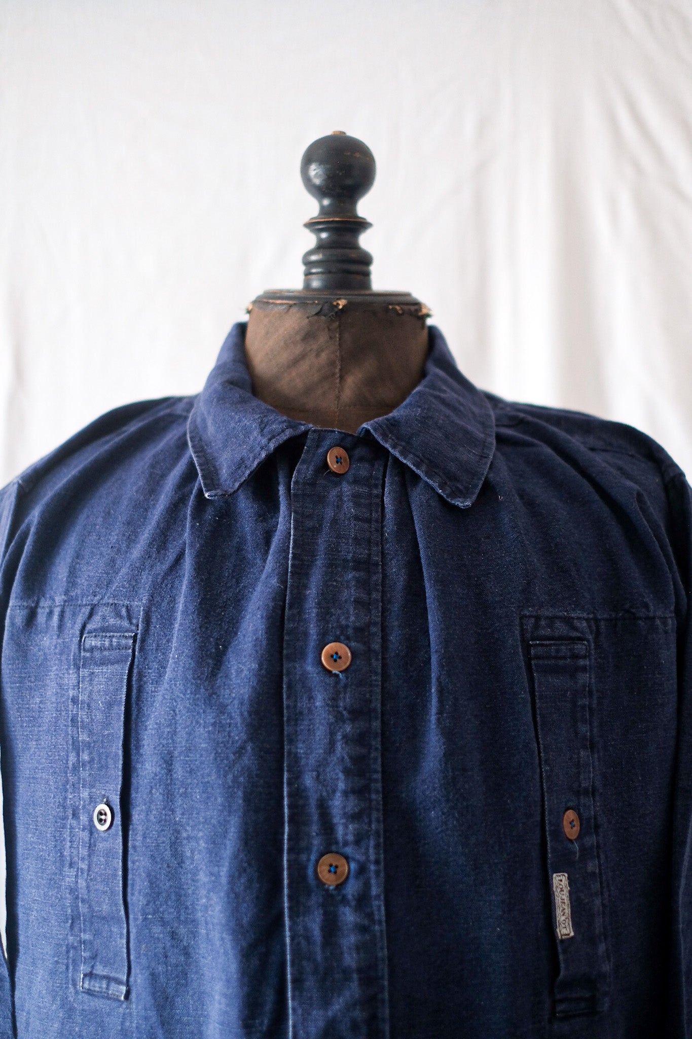 【~40's】French Vintage Indigo Cotton Smock Biaude