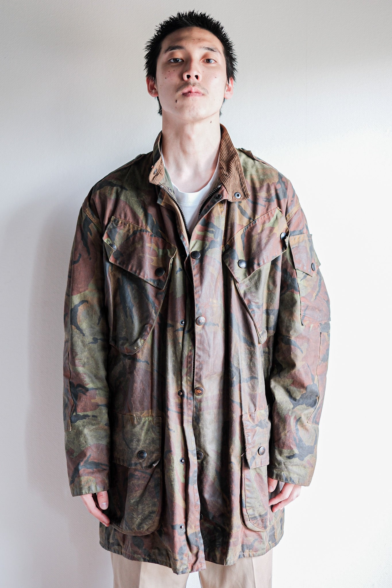 【~80's】Vintage Barbour DPM Camouflage Waxed Jacket “THE MILITARY" “2nd Model” 2 Crest Size.42