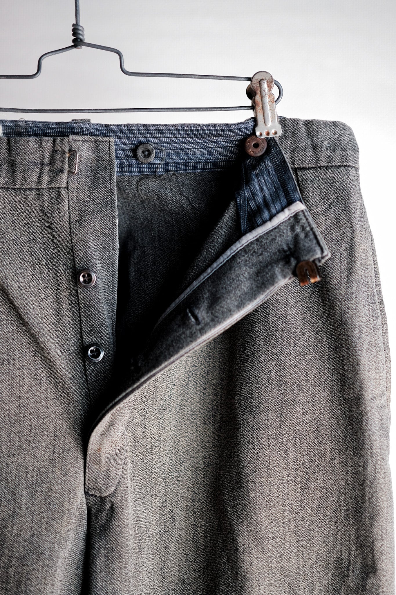 【~40's】French Vintage Black Chambray Work Pants