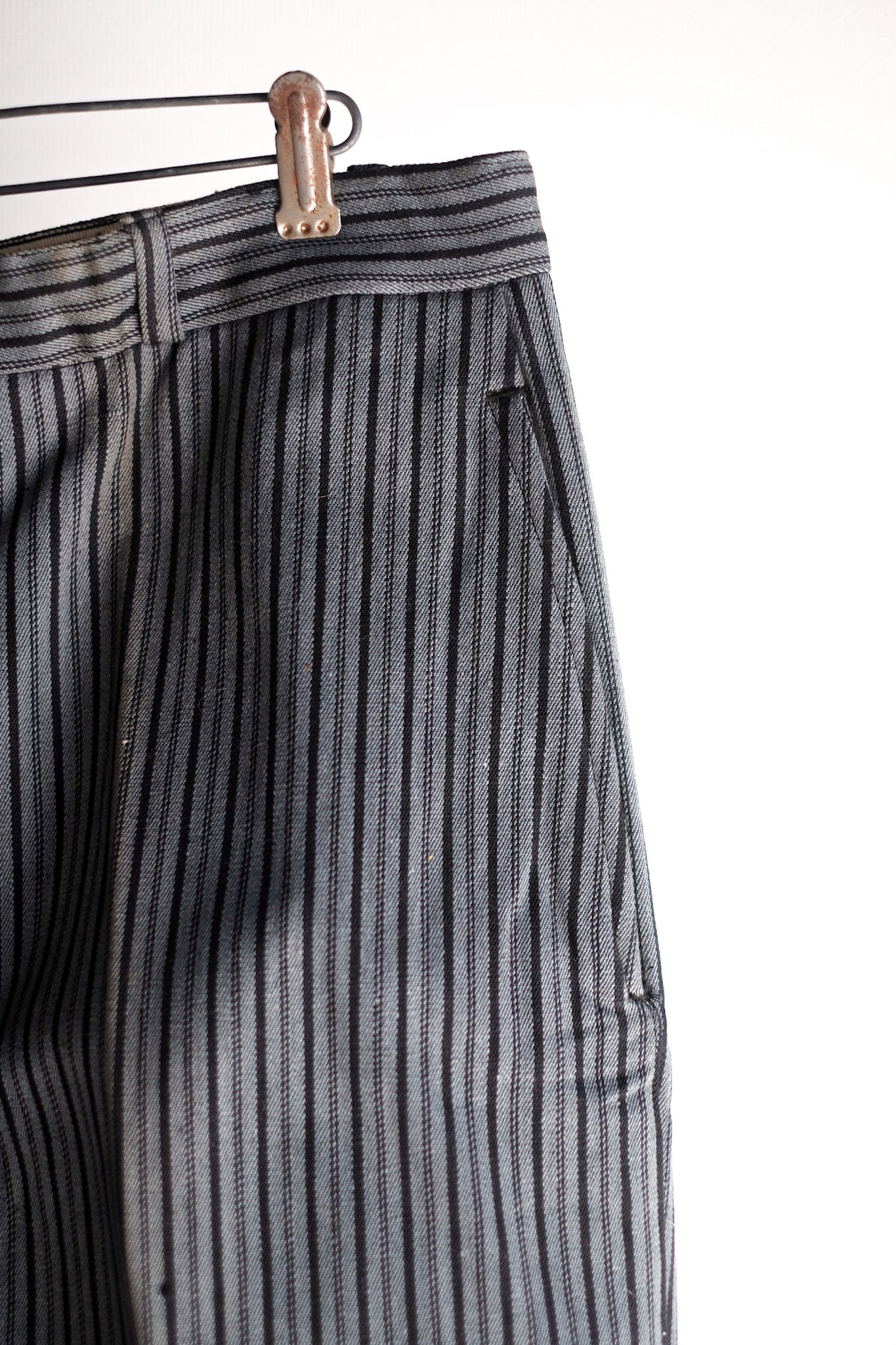 【~40's】French Vintage Cotton Striped Work Pants "Dead Stock"