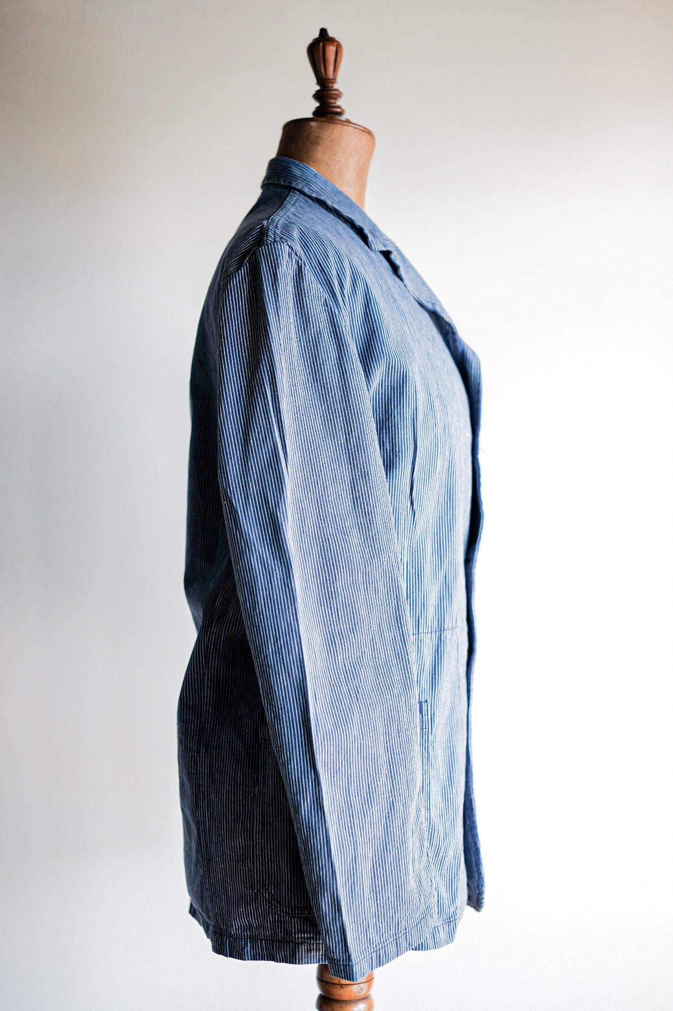【~60's】French Vintage Cotton Striped Work Jacket "AU MOLINEL"