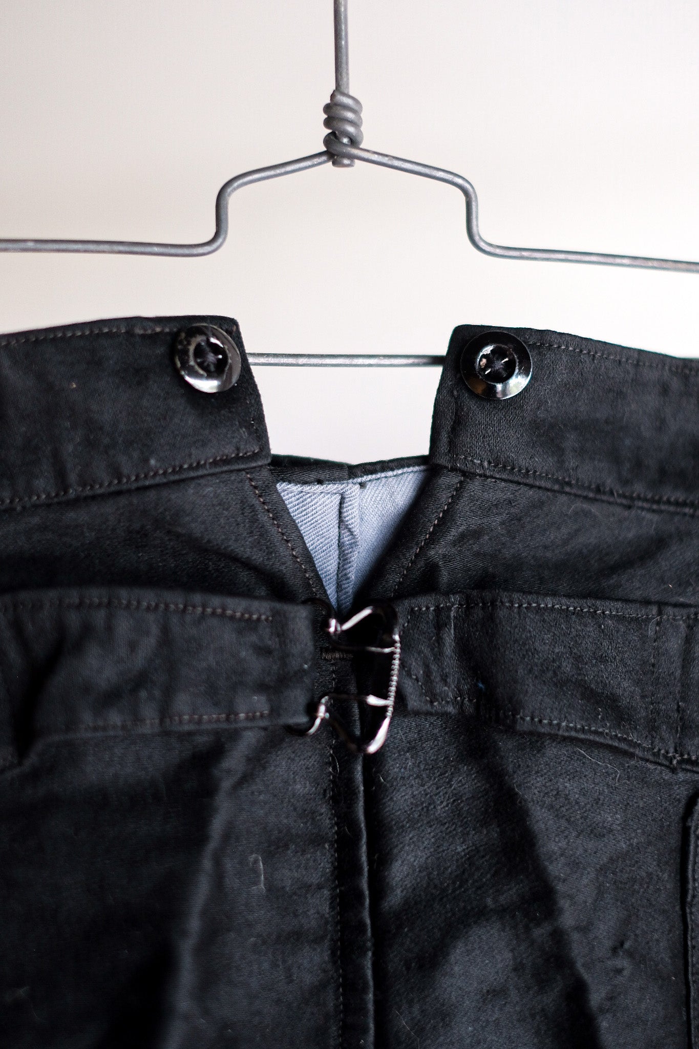 【~40's】French Vintage Black Moleskin Work Pants "Dead Stock"