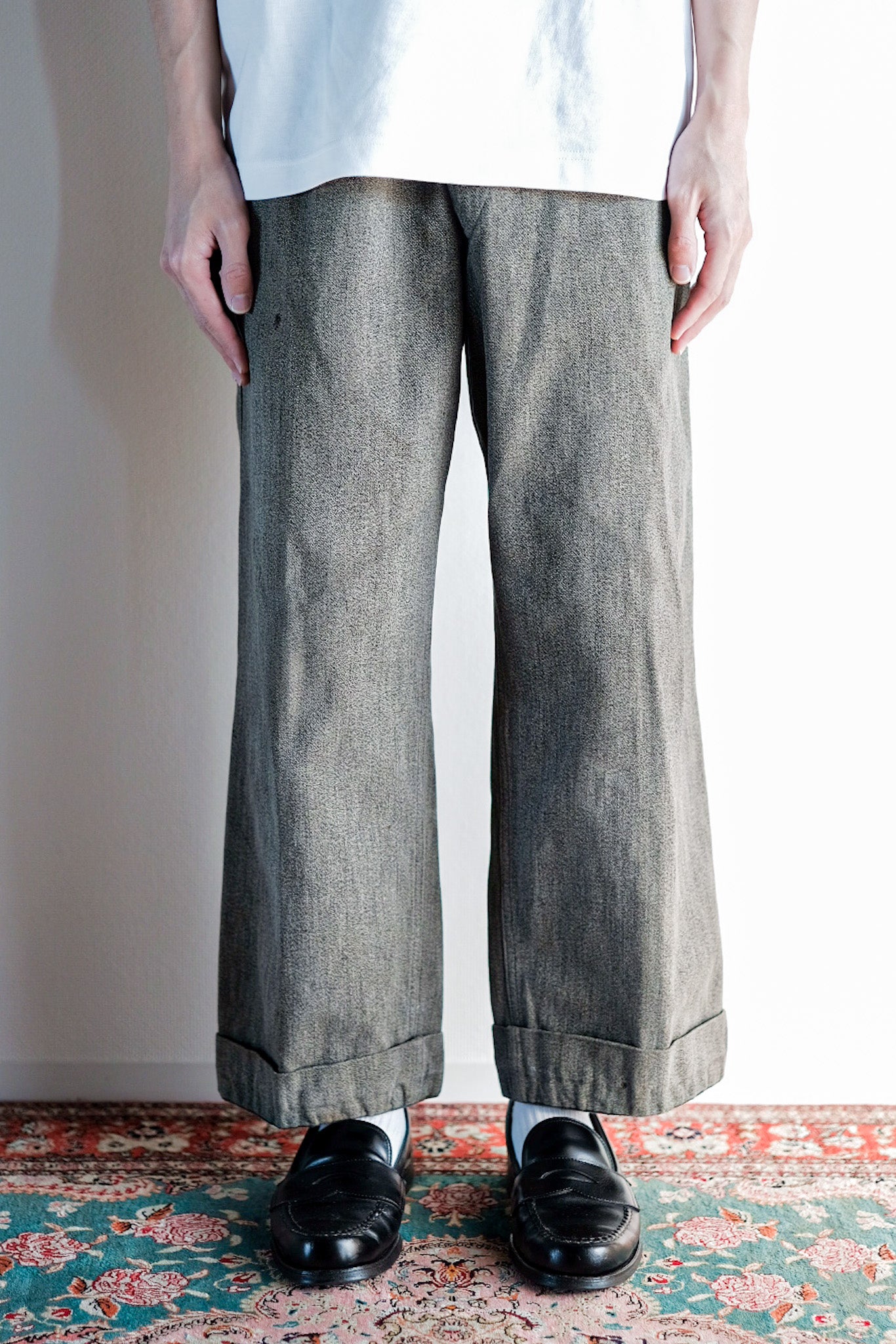 【~40's】French Vintage Black Chambray Work Pants