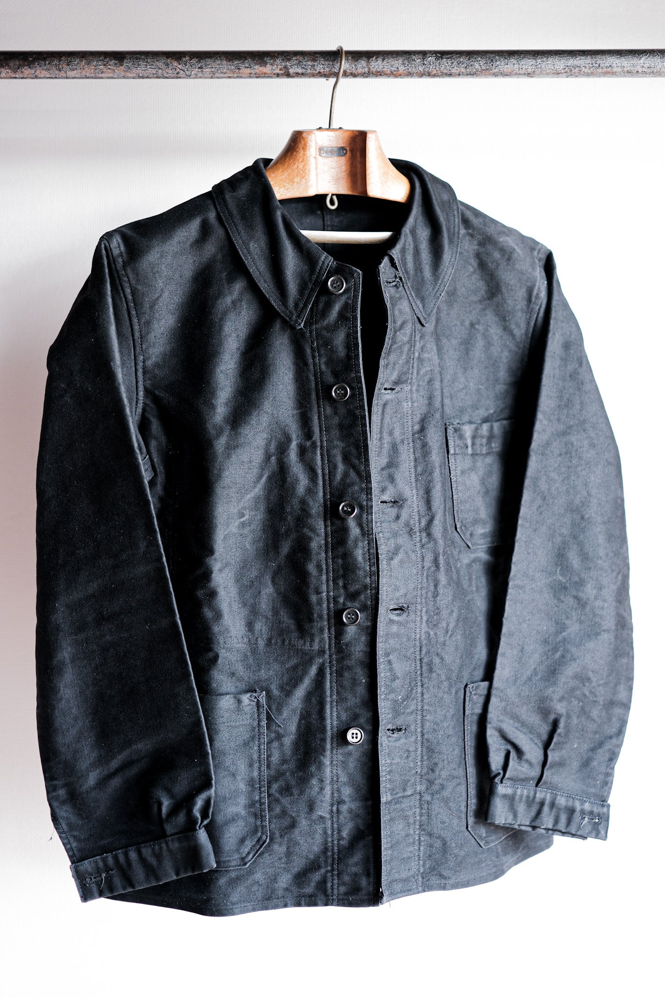 【~50's】French Vintage Black Moleskin Work Jacket