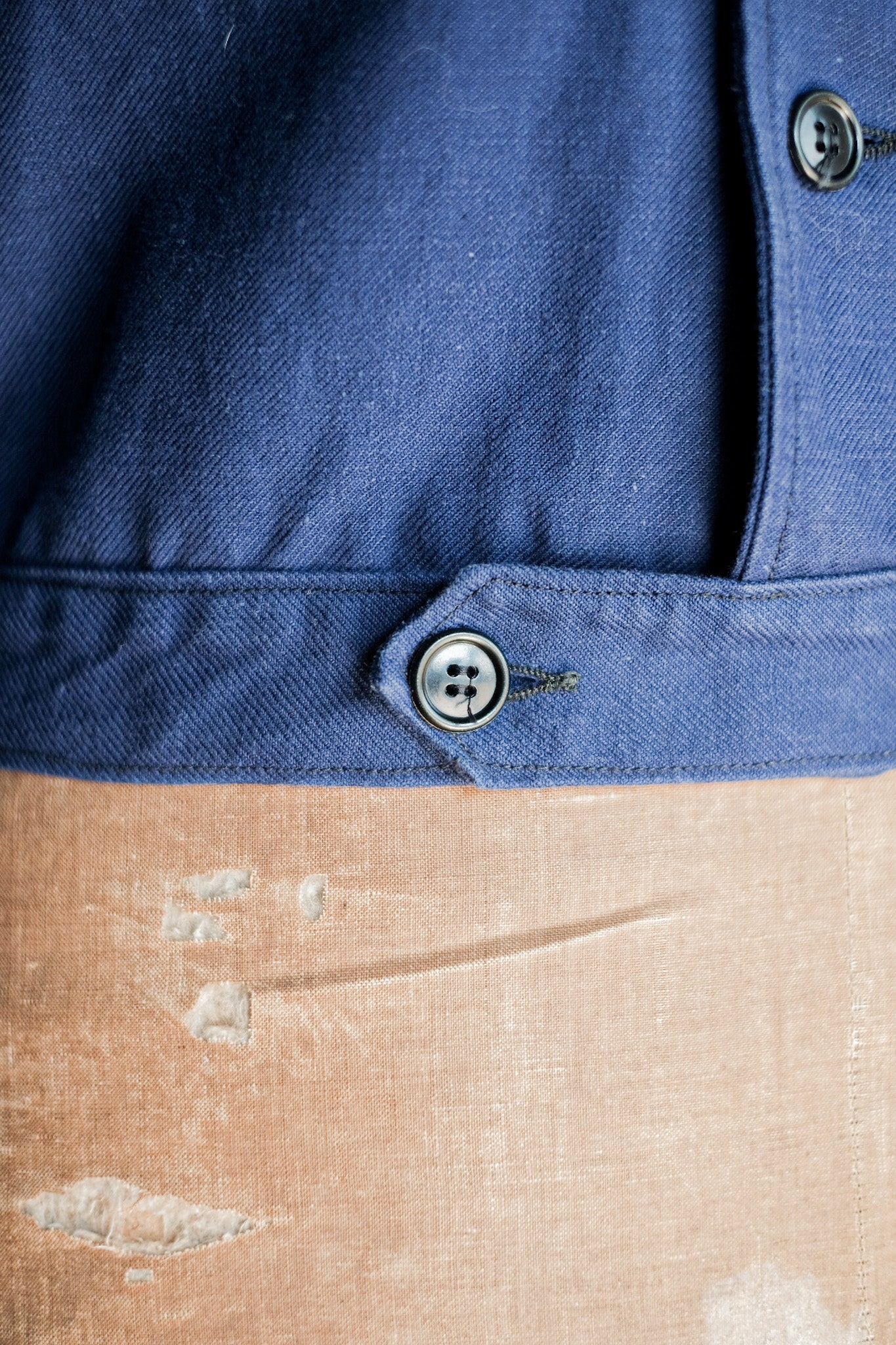 【~40's】French Vintage Blue Cotton Twill Cyclist Jacket