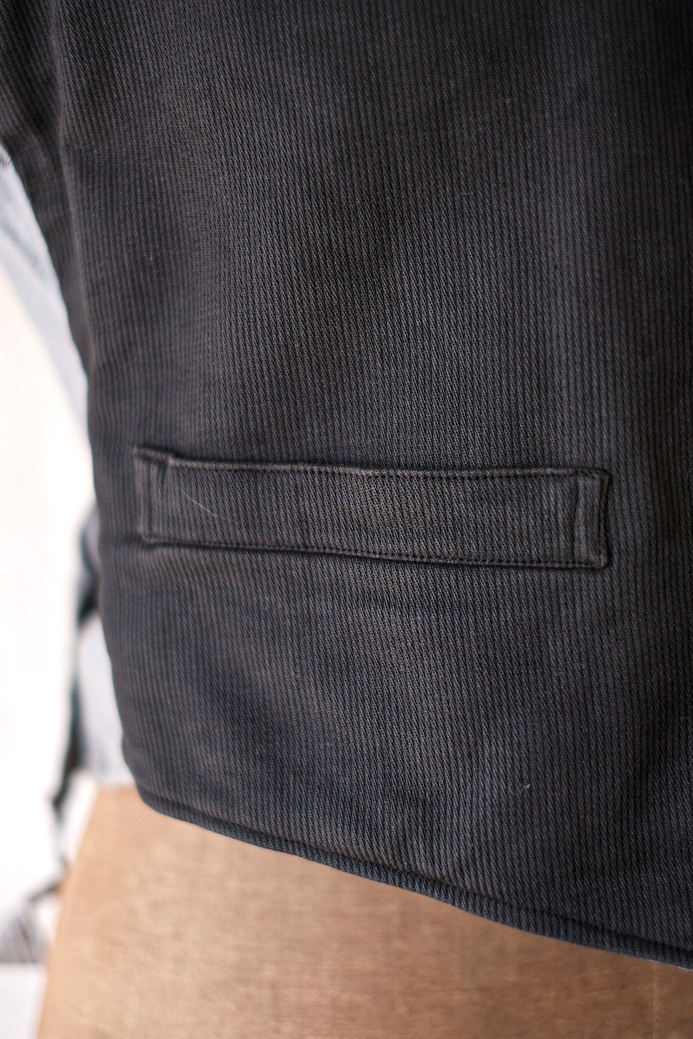 【~40's】French Vintage Black Cotton Pique Gilet "Dead Stock"
