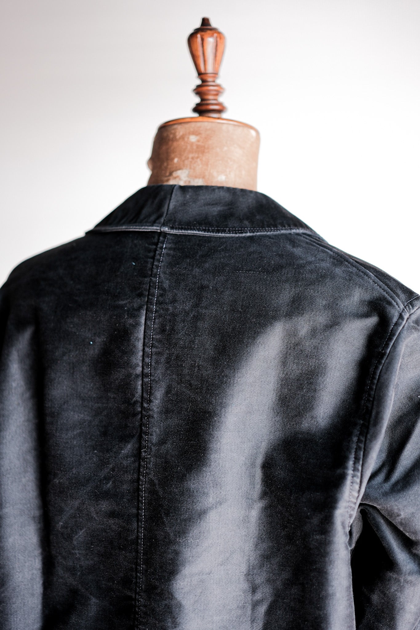 【~40's】French Vintage Black Moleskin Work Jacket "Le Mont St. Michel"