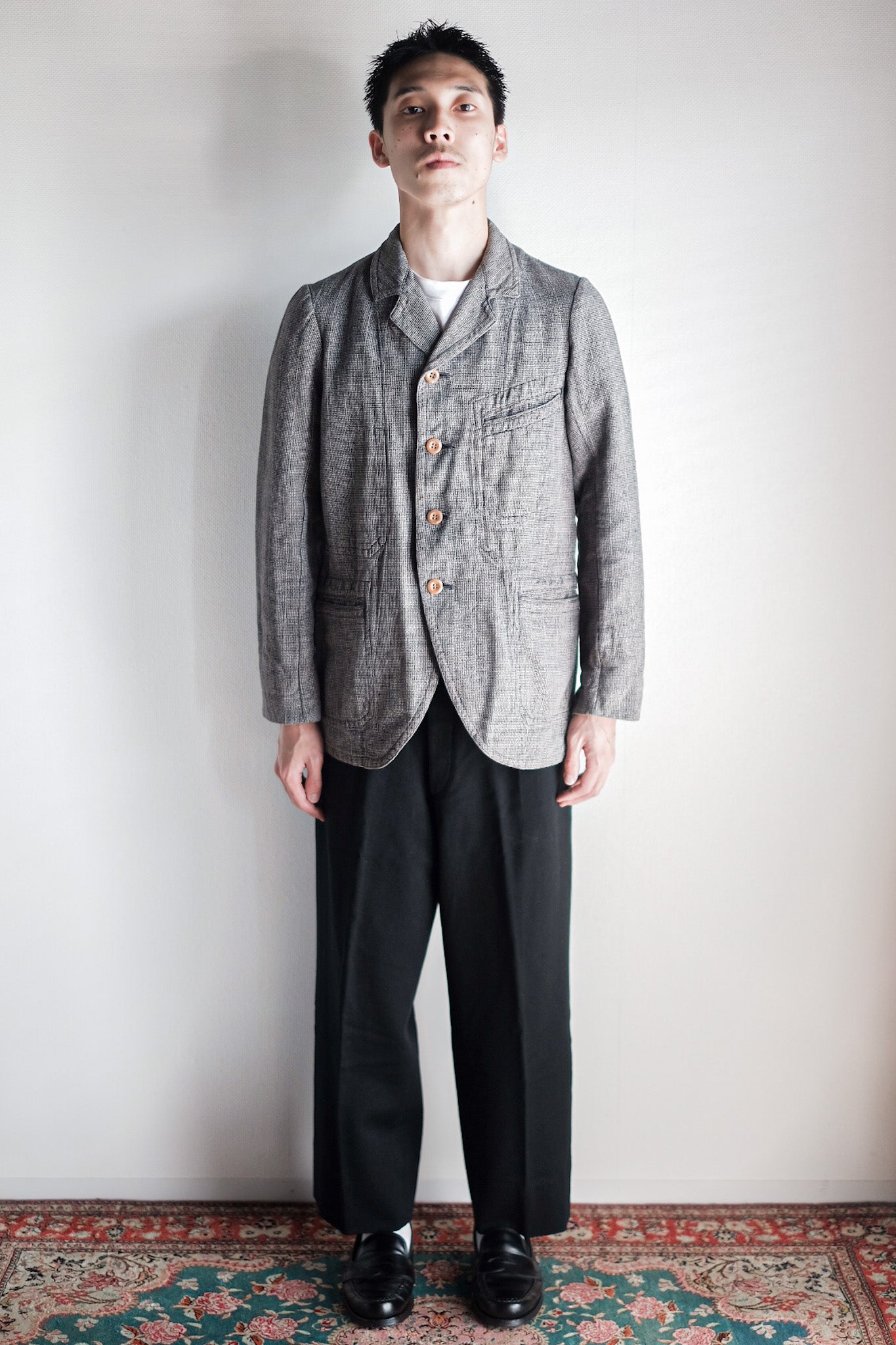 【~30's】French Vintage Cotton Checked Sack Jacket
