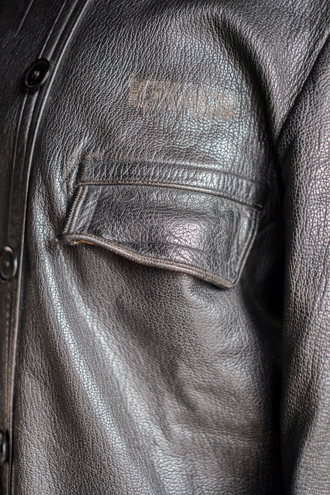 【~40's】Swedish Vintage Double Breasted Leather Jacket
