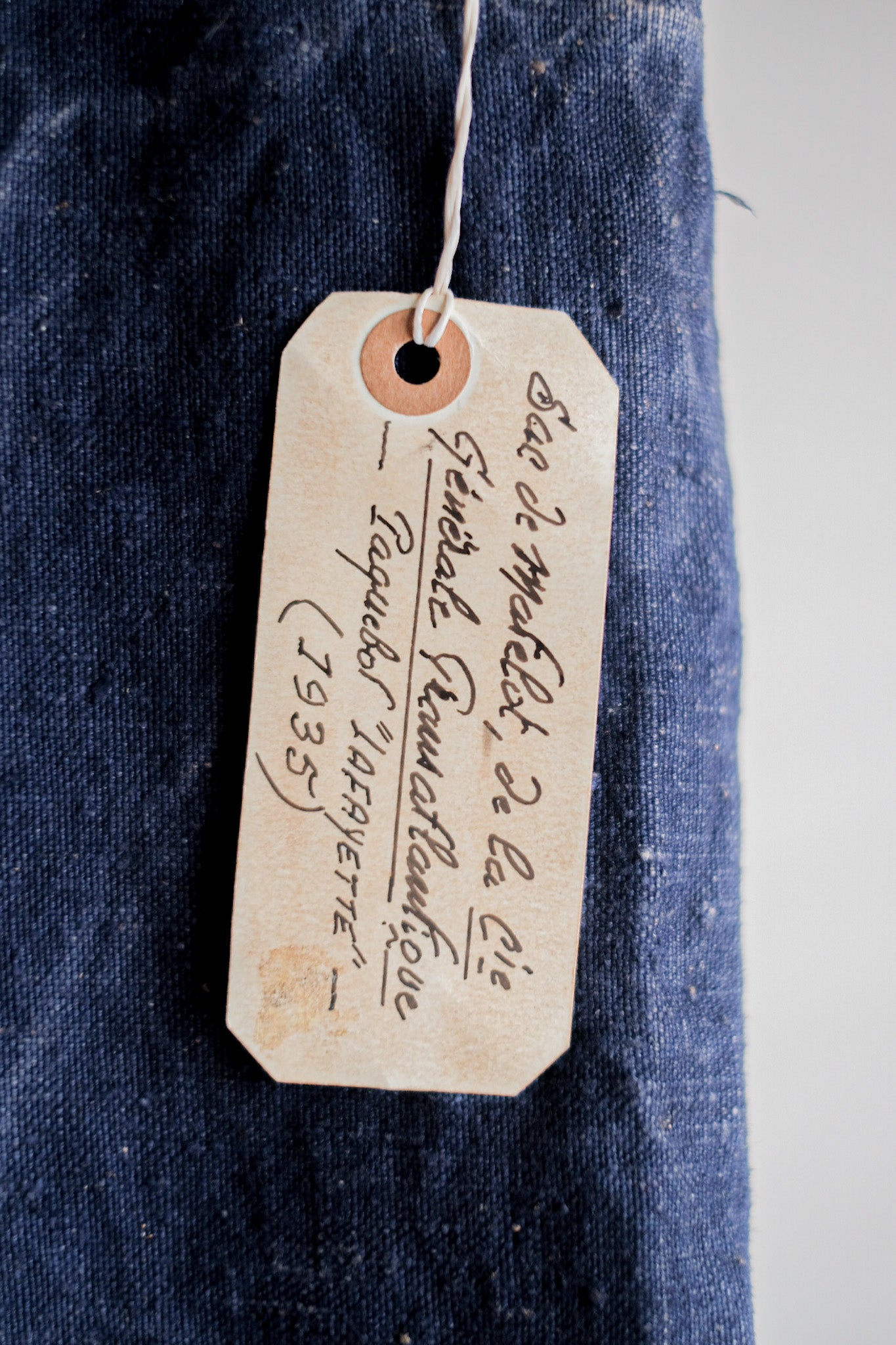 【~30's】French Vintage Indigo Hemp Linen Duffle Bag "MS Lafayette"