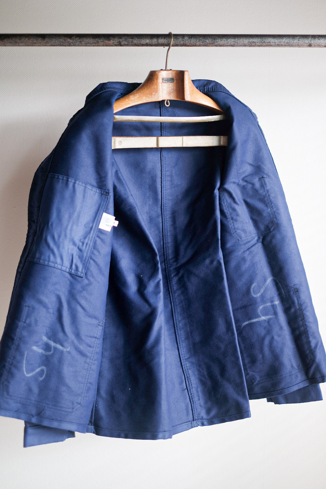 【~60's】French Vintage Blue Moleskin Work Jacket "Dead Stock"