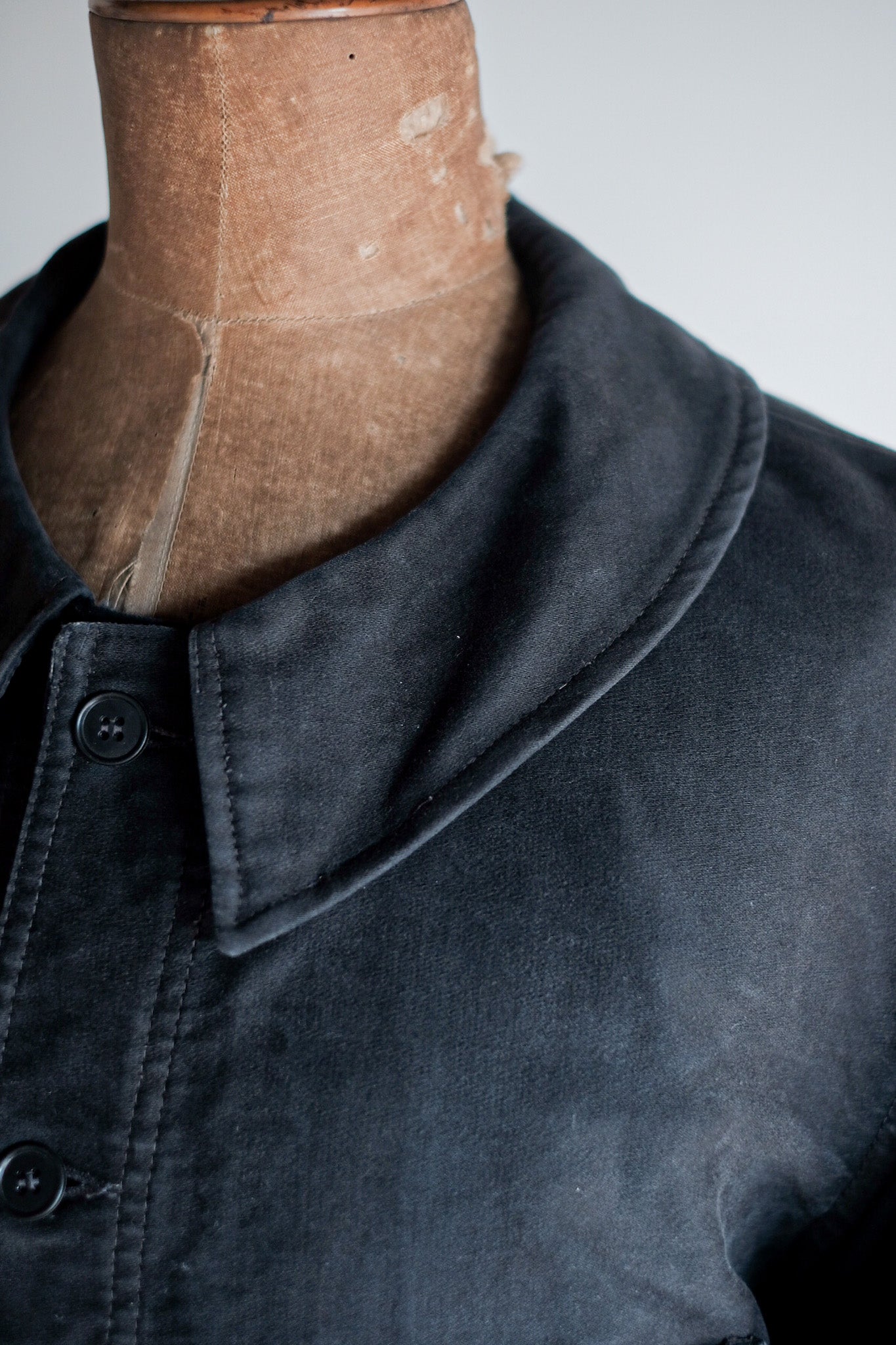 【~50's】French Vintage Black Moleskin Work Jacket