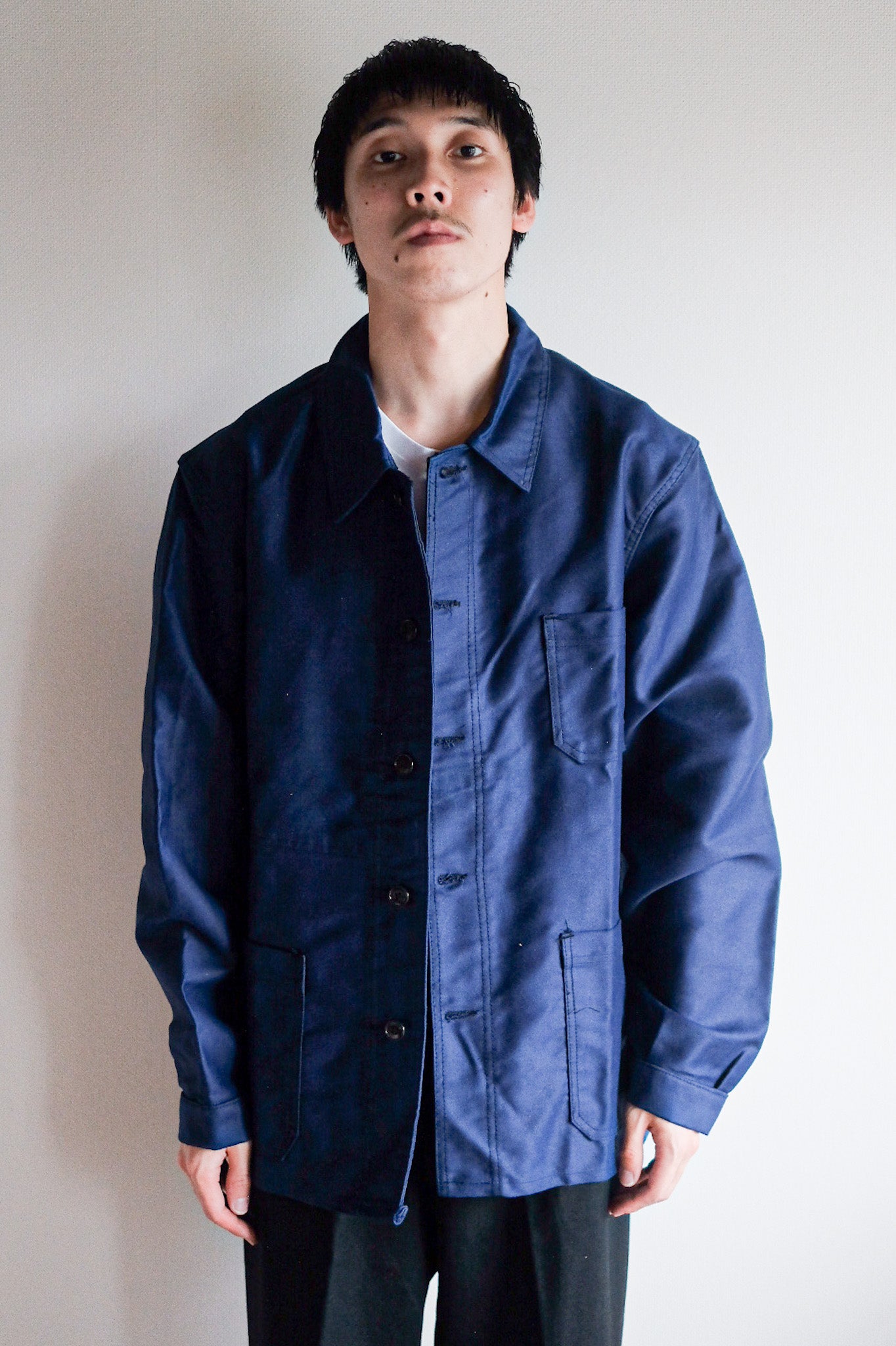 【~60's】French Vintage Blue Moleskin Work Jacket "Dead Stock"