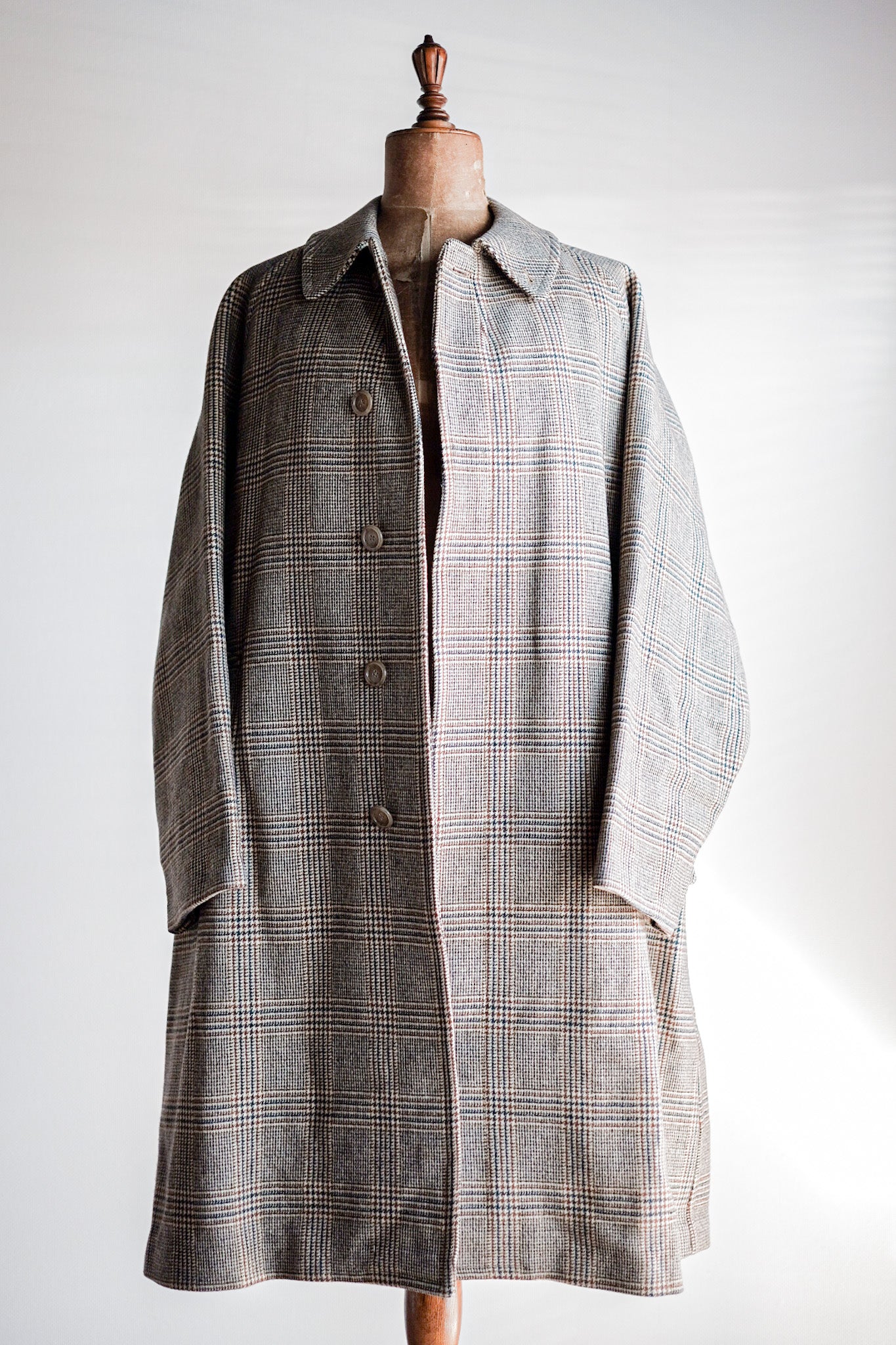 【~80's】Vintage Burberry's Single Raglan Balmacaan Coat Size.54R "Saddle Tweed"