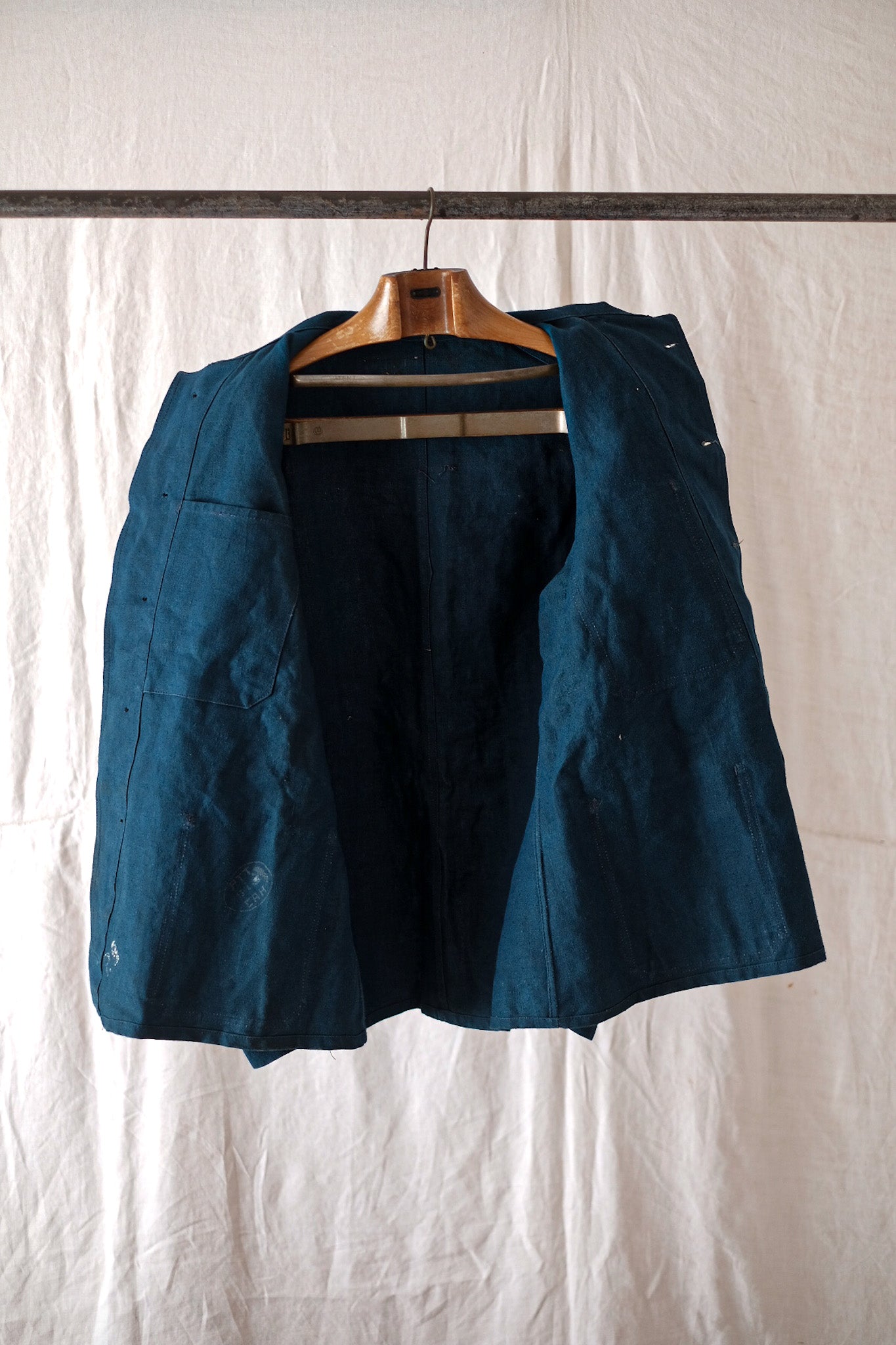 【~30's】French Vintage Indigo Linen Work Jacket