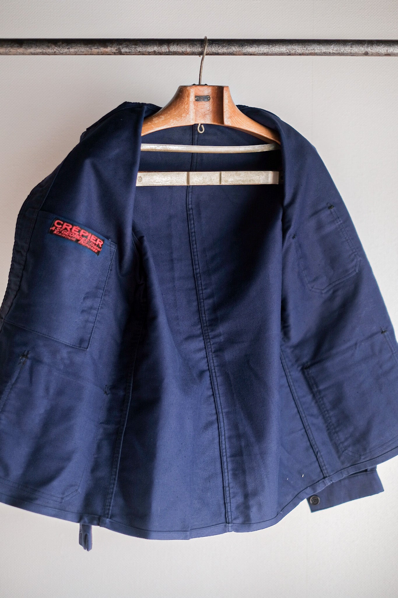 【~40's】French Vintage Blue Moleskin Work Jacket "Dead Stock"