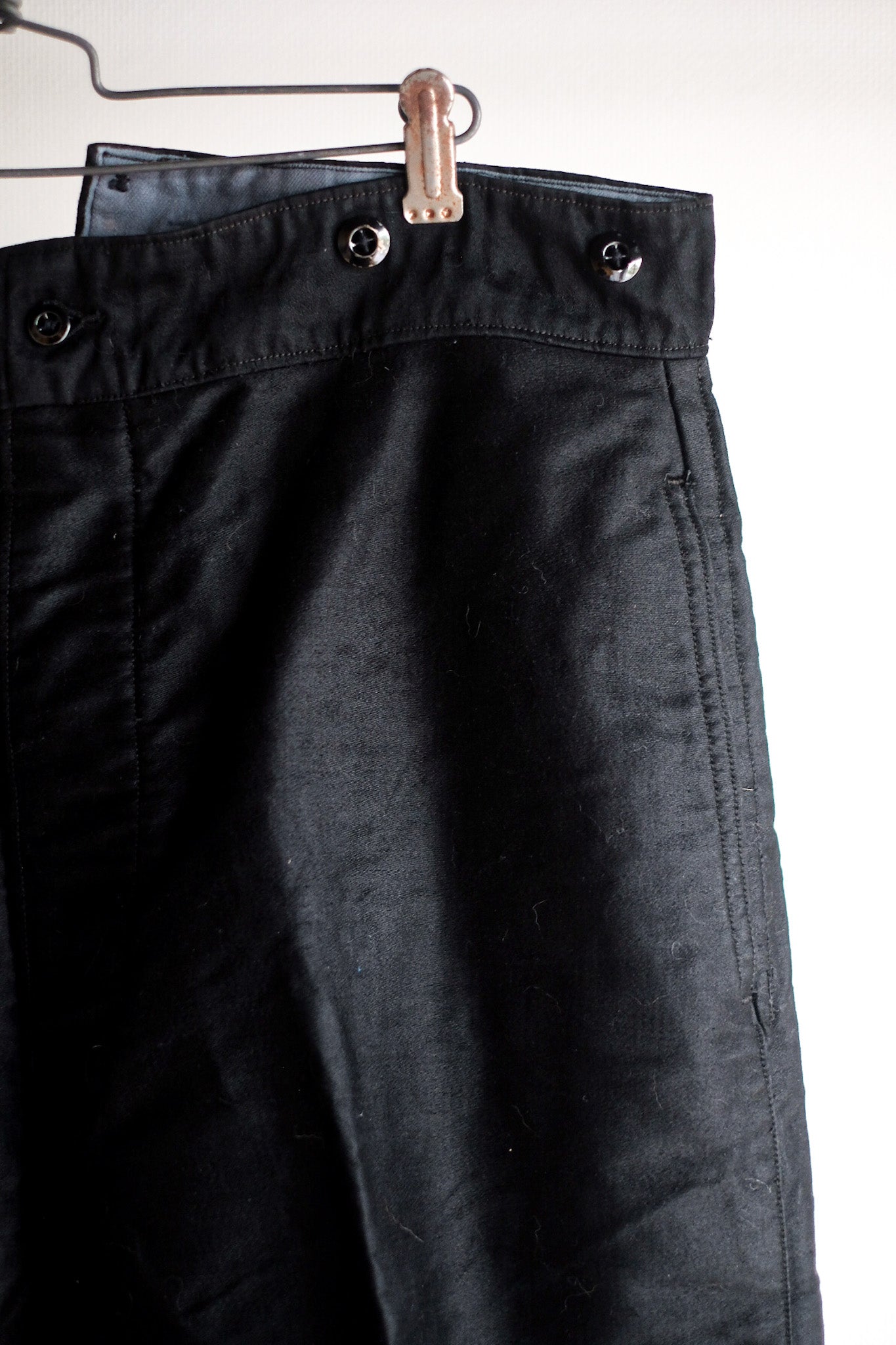 【~40's】French Vintage Black Moleskin Work Pants "Dead Stock"
