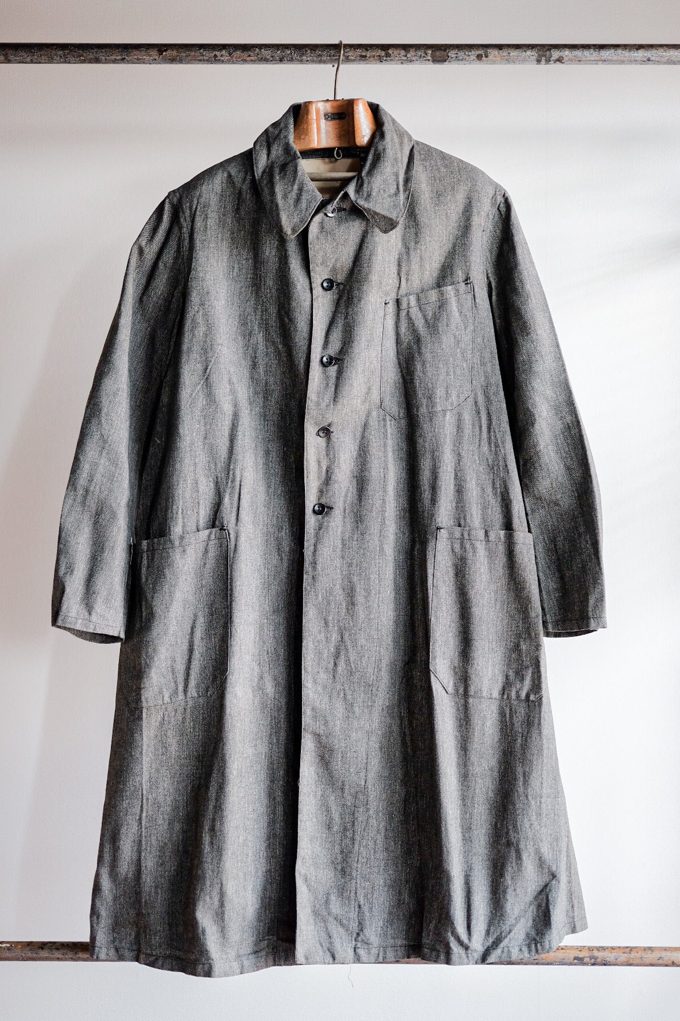 【~40's】French Vintage Black Chambray Atelier Coat “Dead Stock”