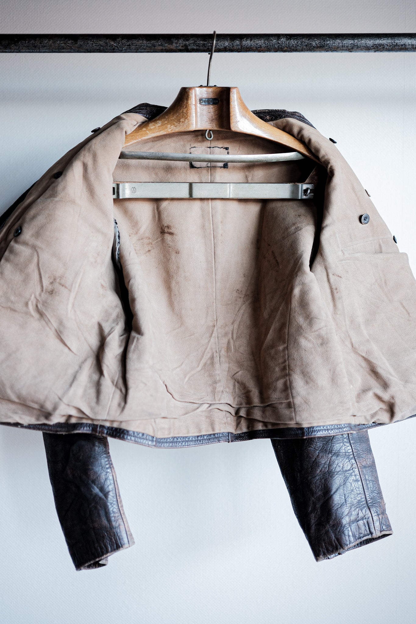 【~30's】German Vintage Double Breasted Motorcycle Leather Jacket