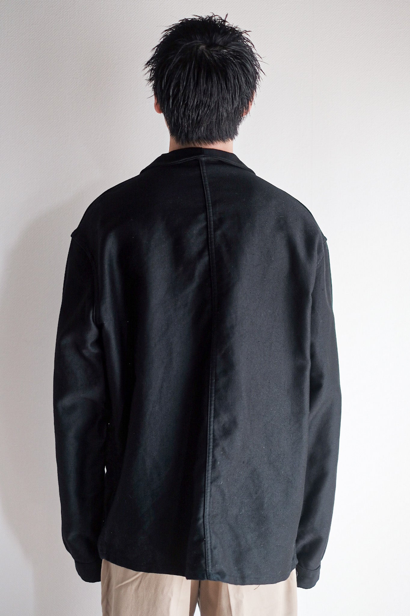 【~50's】French Vintage Black Moleskin Work Jacket "Adolphe Lafont" "Dead Stock"