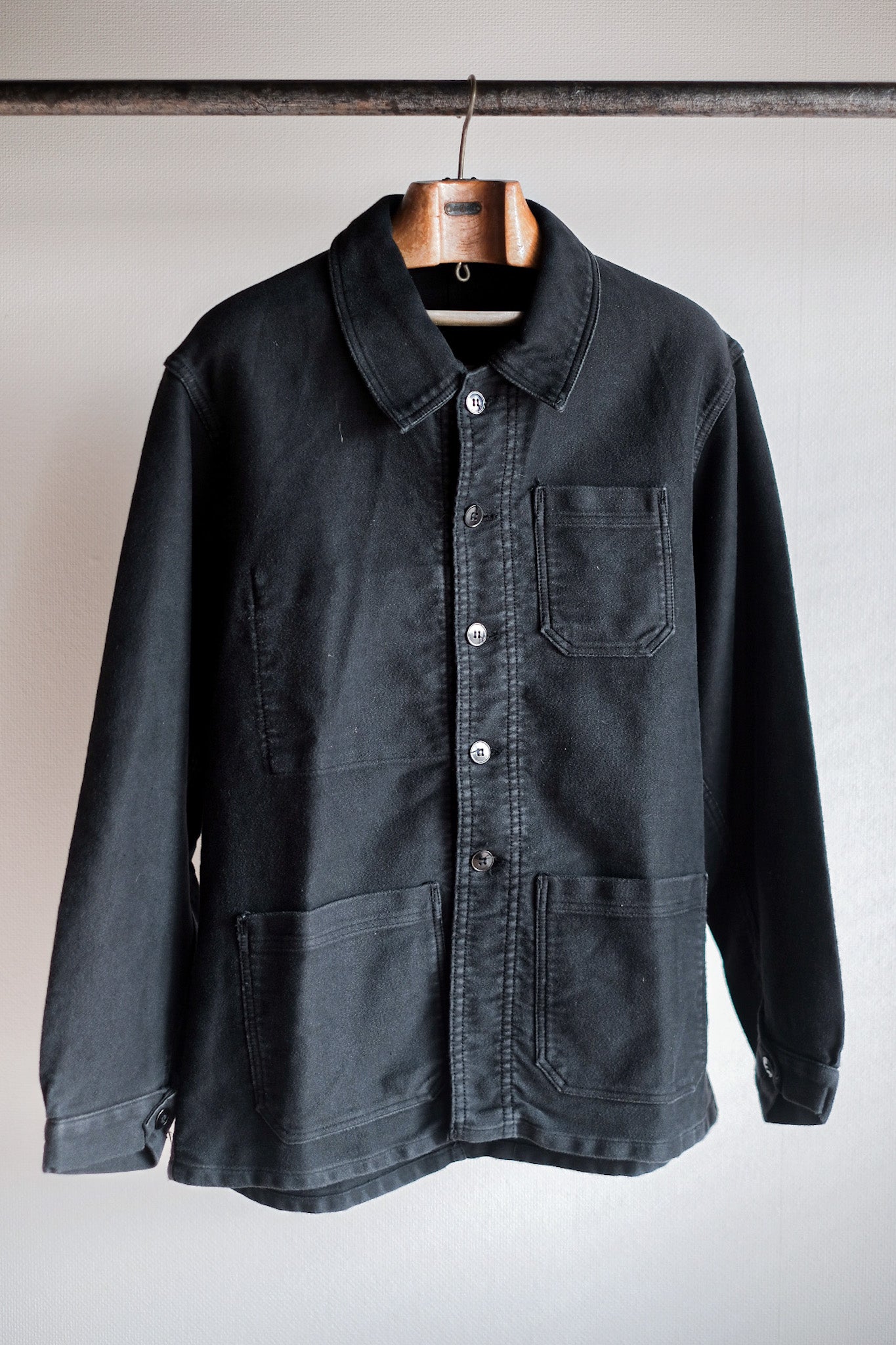 【~50's】French Vintage Black Moleskin Work Jacket