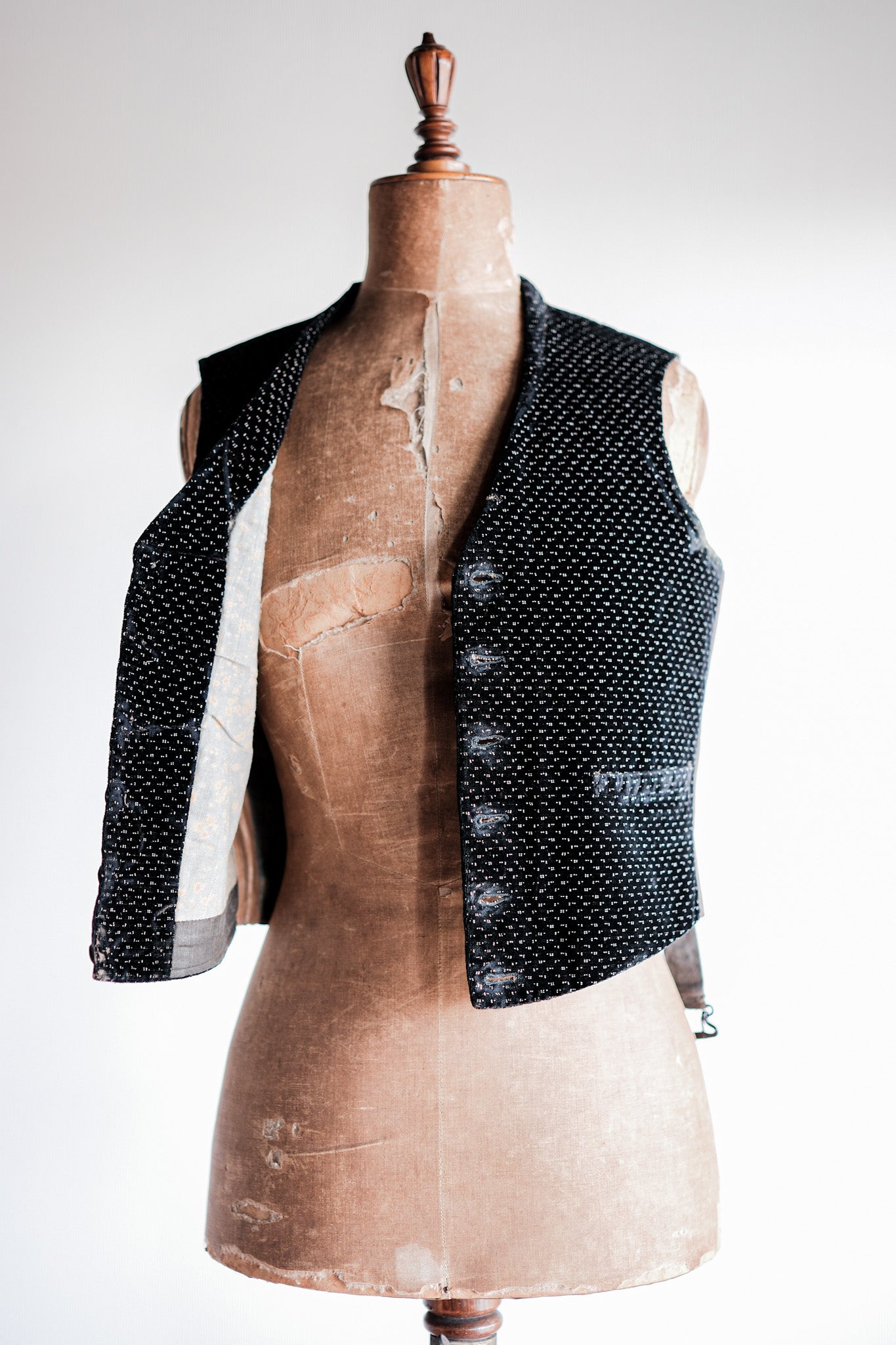 【Late 19th C】French Antique Black Velvet Gilet