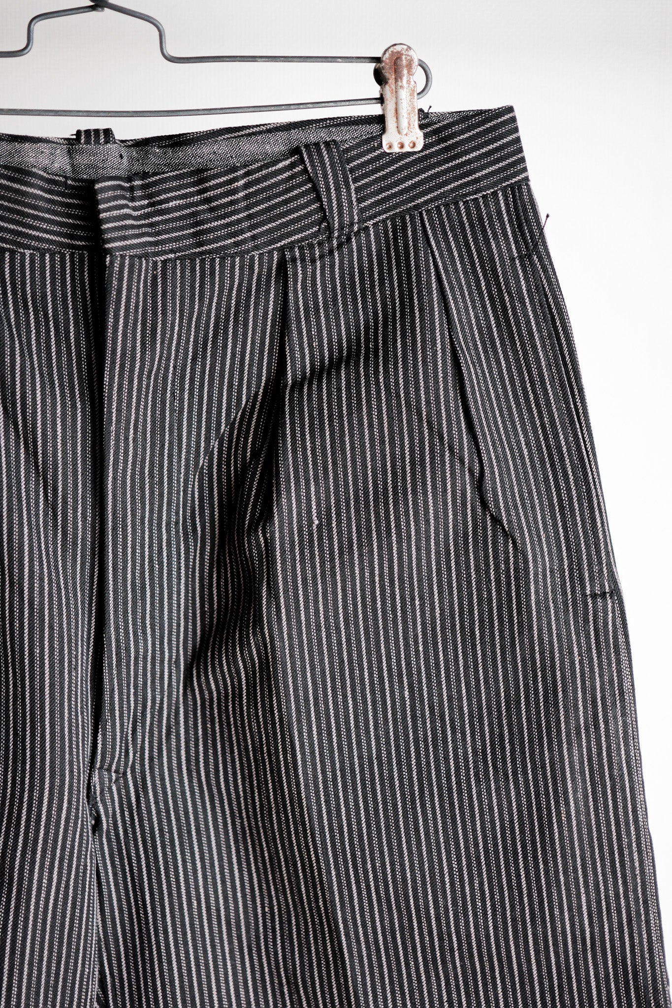 【~40's】French Vintage Cotton Striped Work Pants "Dead Stock"