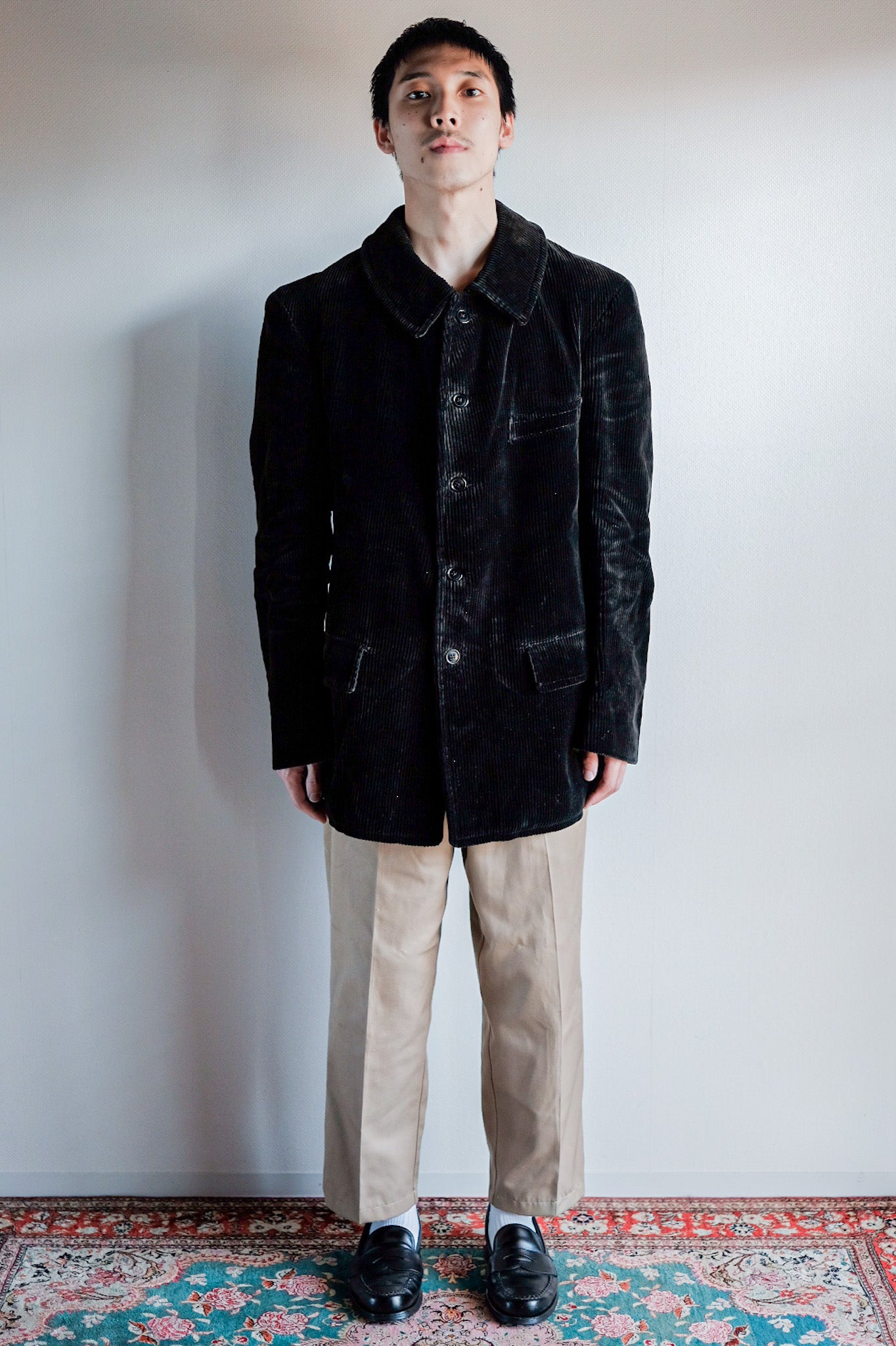 【~40's】French Vintage Black Corduroy Work Jacket